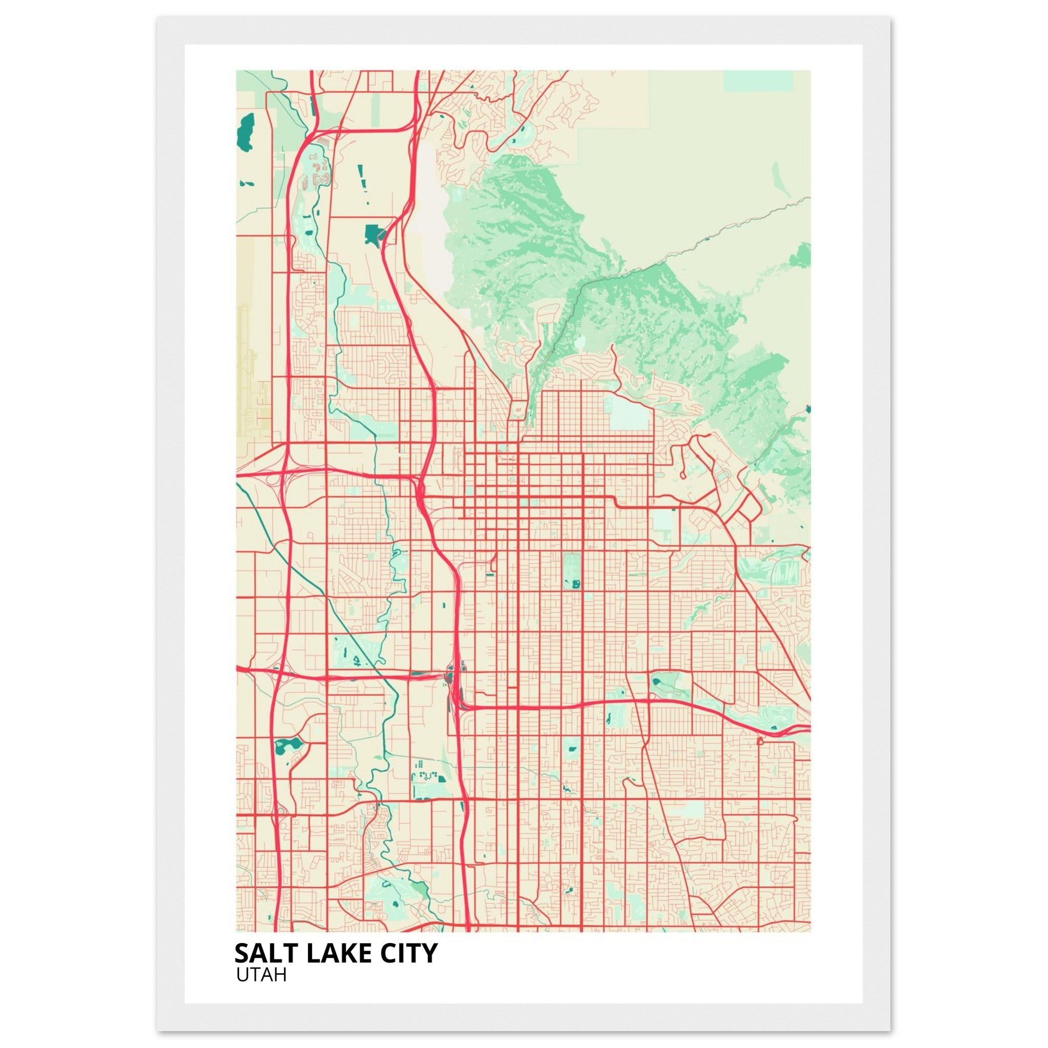 Salt Lake City Utah City Map Poster | Custom Map Art Print - Ink And Atlas