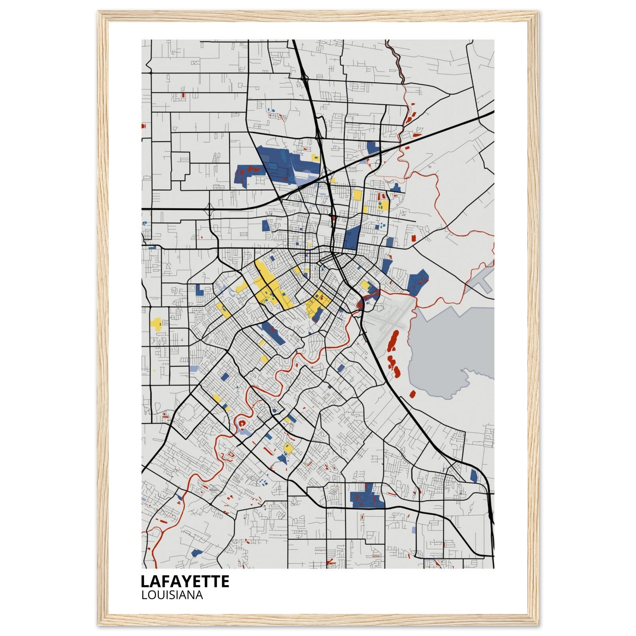 Lafayette Louisiana City Map Poster | Custom Map Art Print - Ink And Atlas