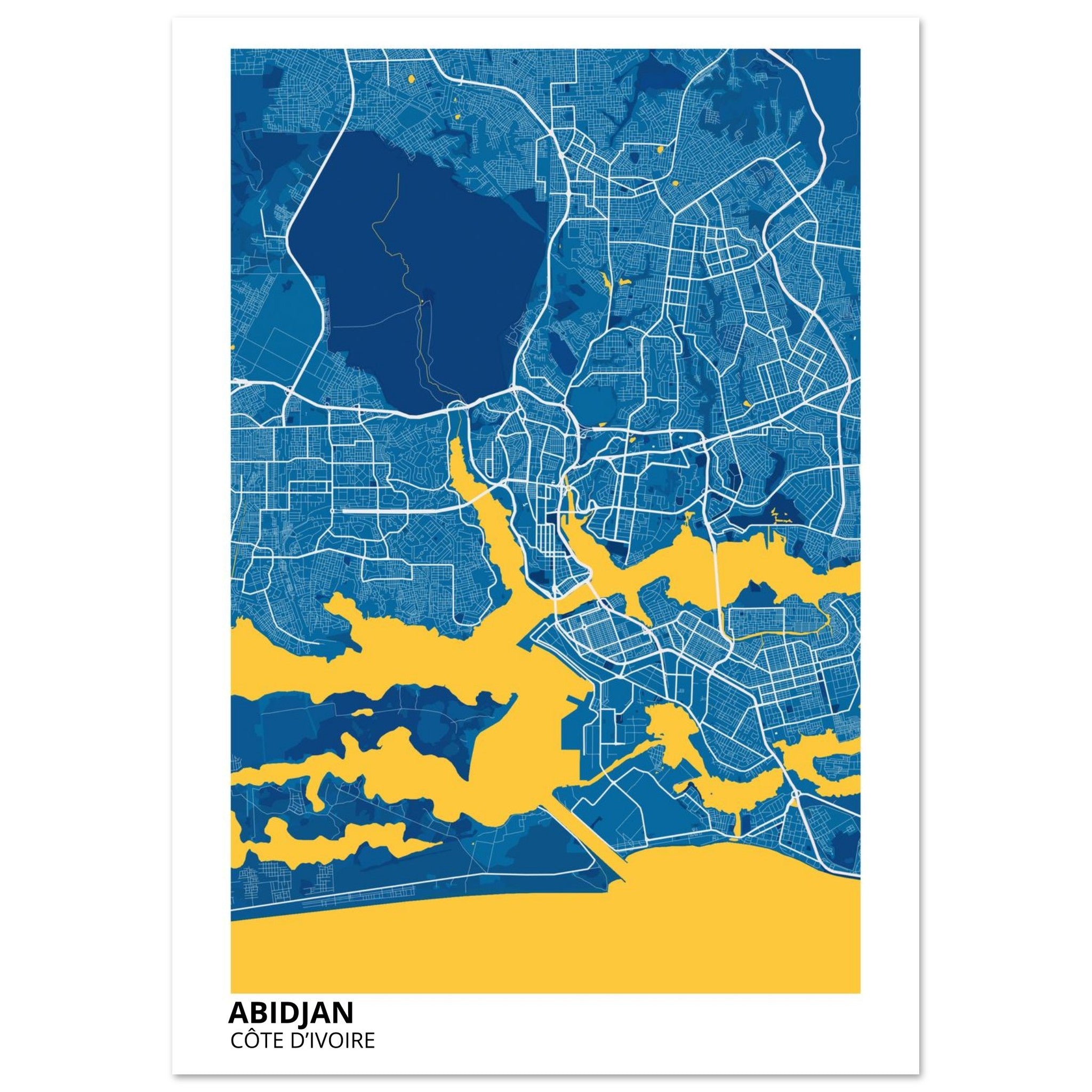 Abidjan Côte d’Ivoire City Map Poster | Custom Map Art Print - Ink And Atlas