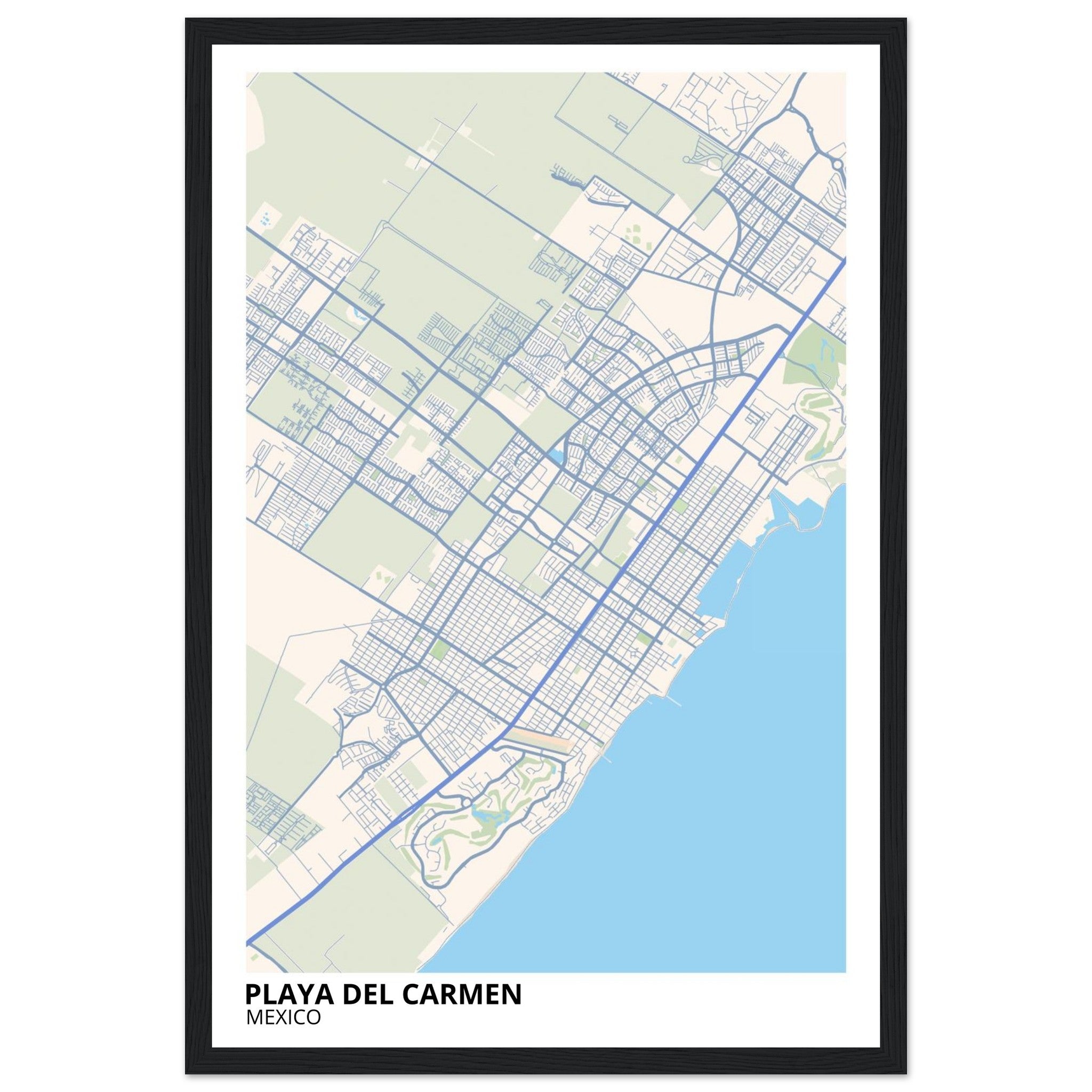 Playa Del Carmen Mexico City Map Poster | Custom Map Art Print - Ink And Atlas