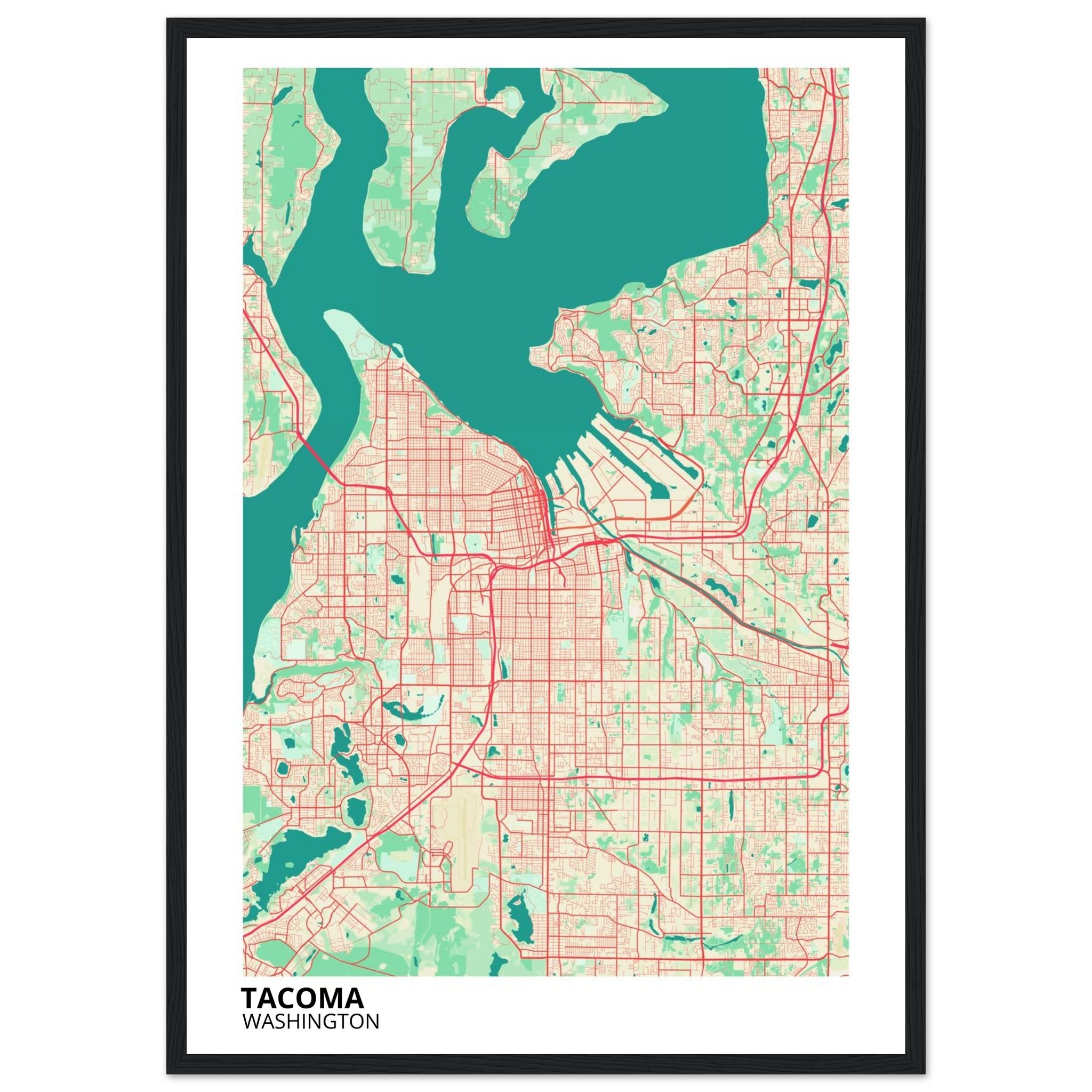 Tacoma Washington City Map Poster | Custom Map Art Print - Ink And Atlas