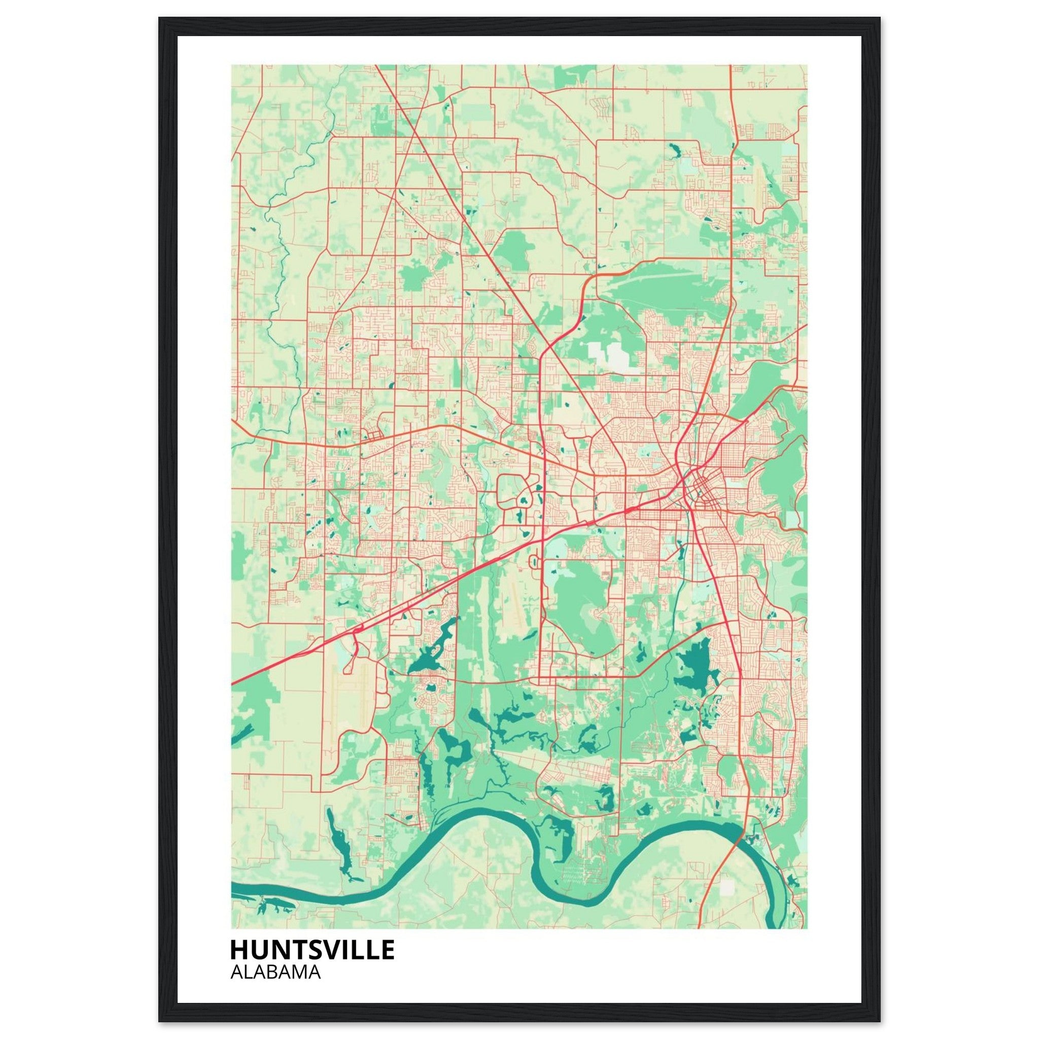 Huntsville Alabama City Map Poster | Custom Map Art Print - Ink And Atlas