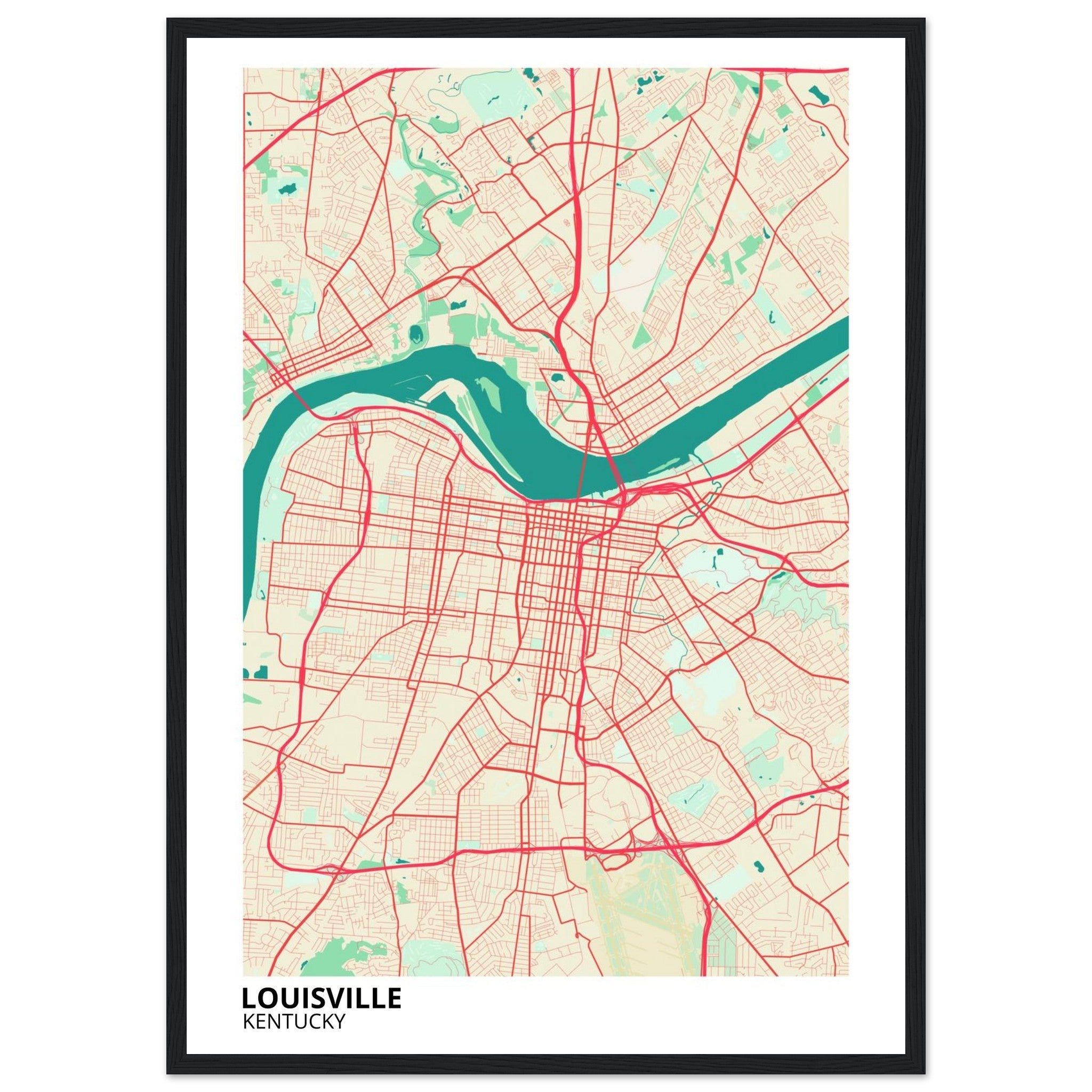 louisville map poster print
