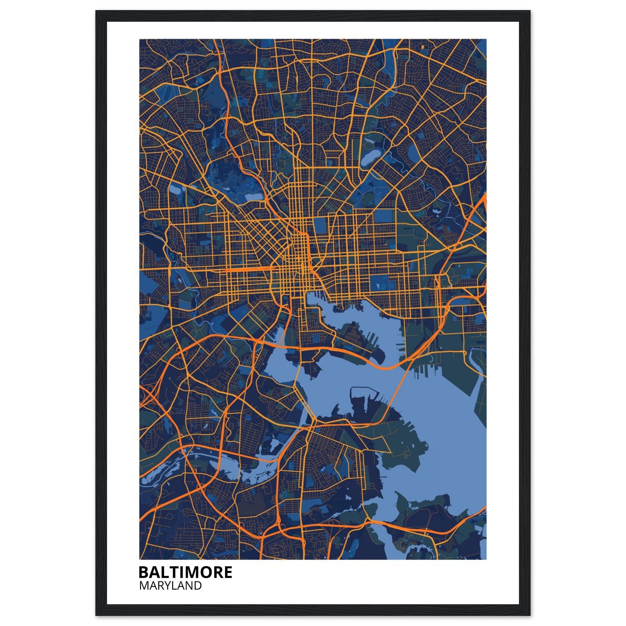 baltimore map poster print