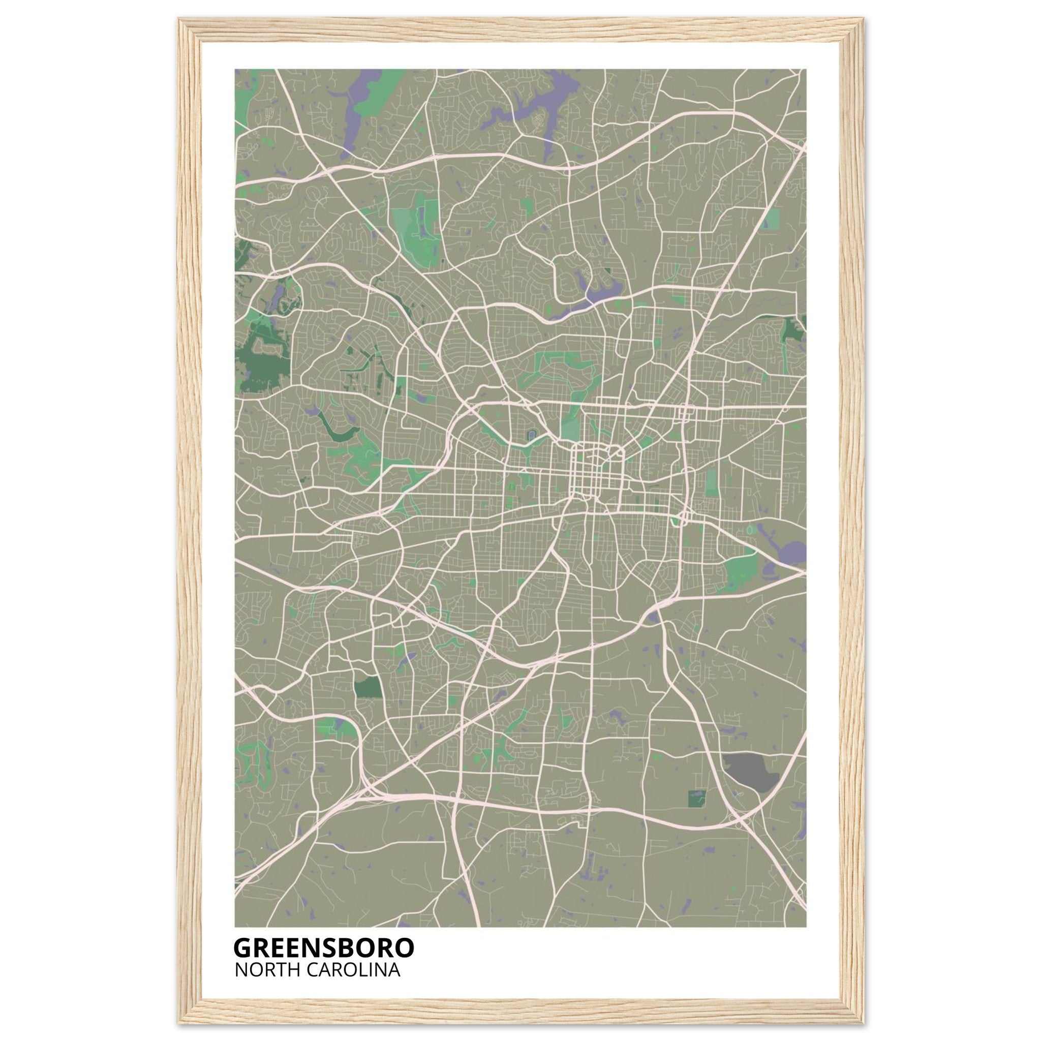 Greensboro North Carolina City Map Poster | Custom Map Art Print - Ink And Atlas