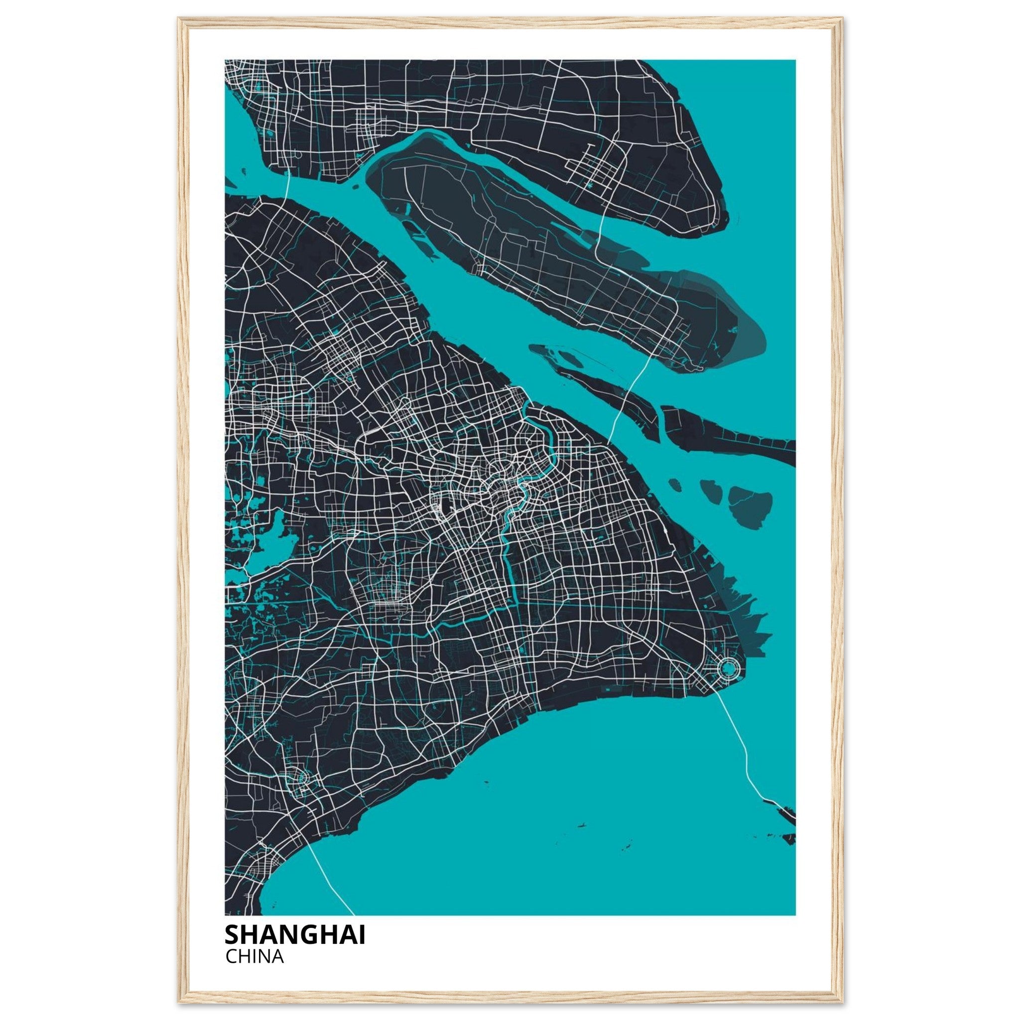 shanghai china map poster print