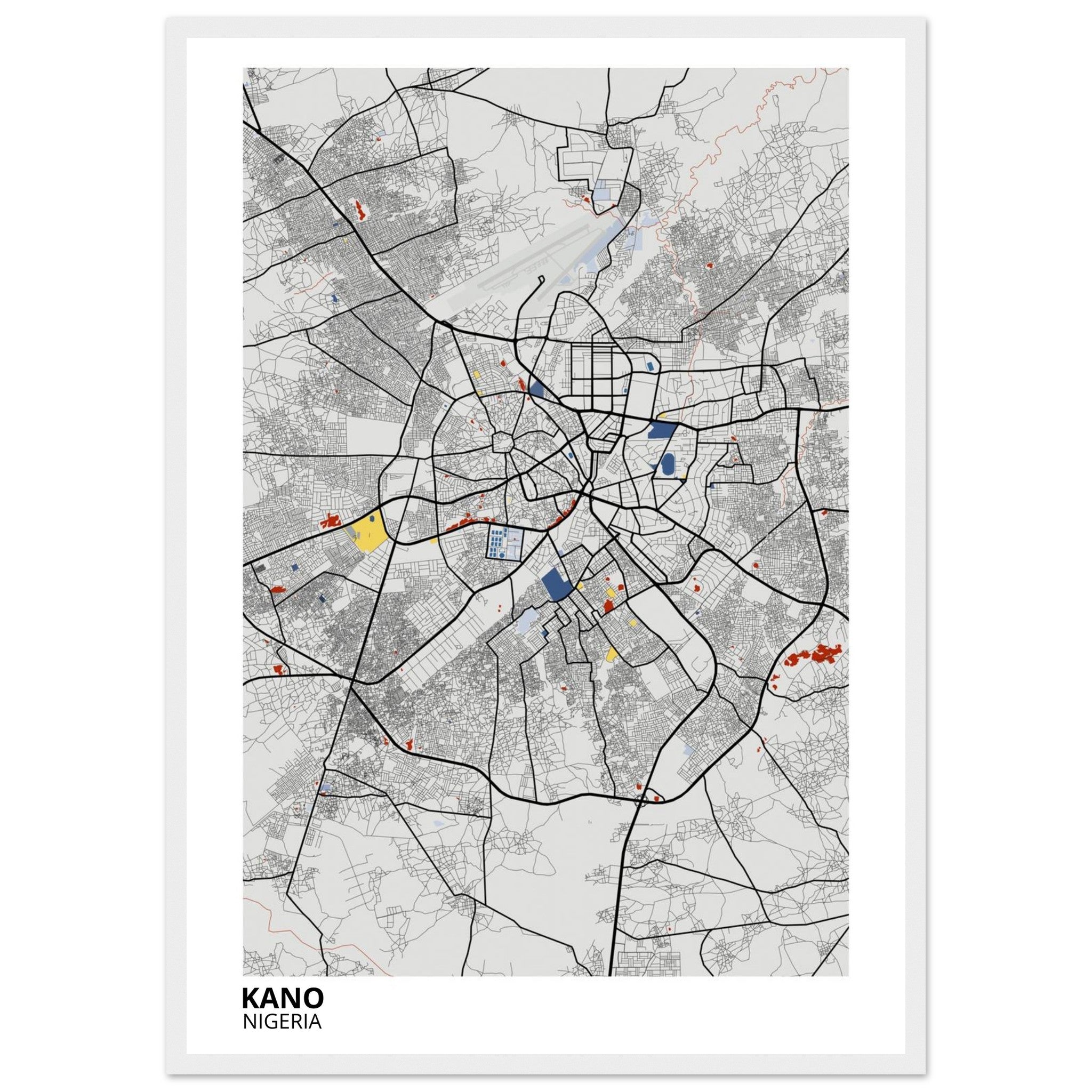Kano Nigeria City Map Poster | Custom Map Art Print - Ink And Atlas