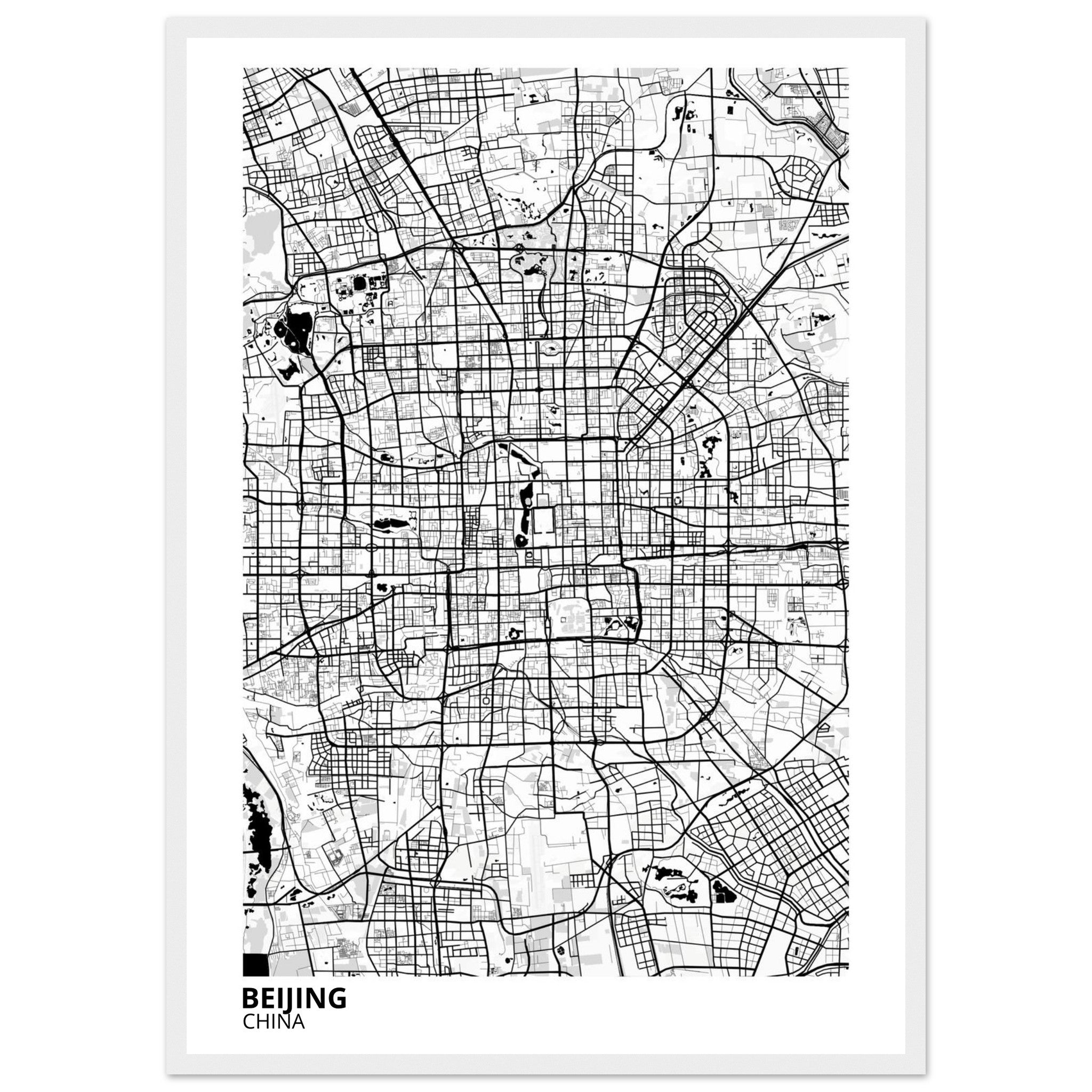 beijing china map poster print