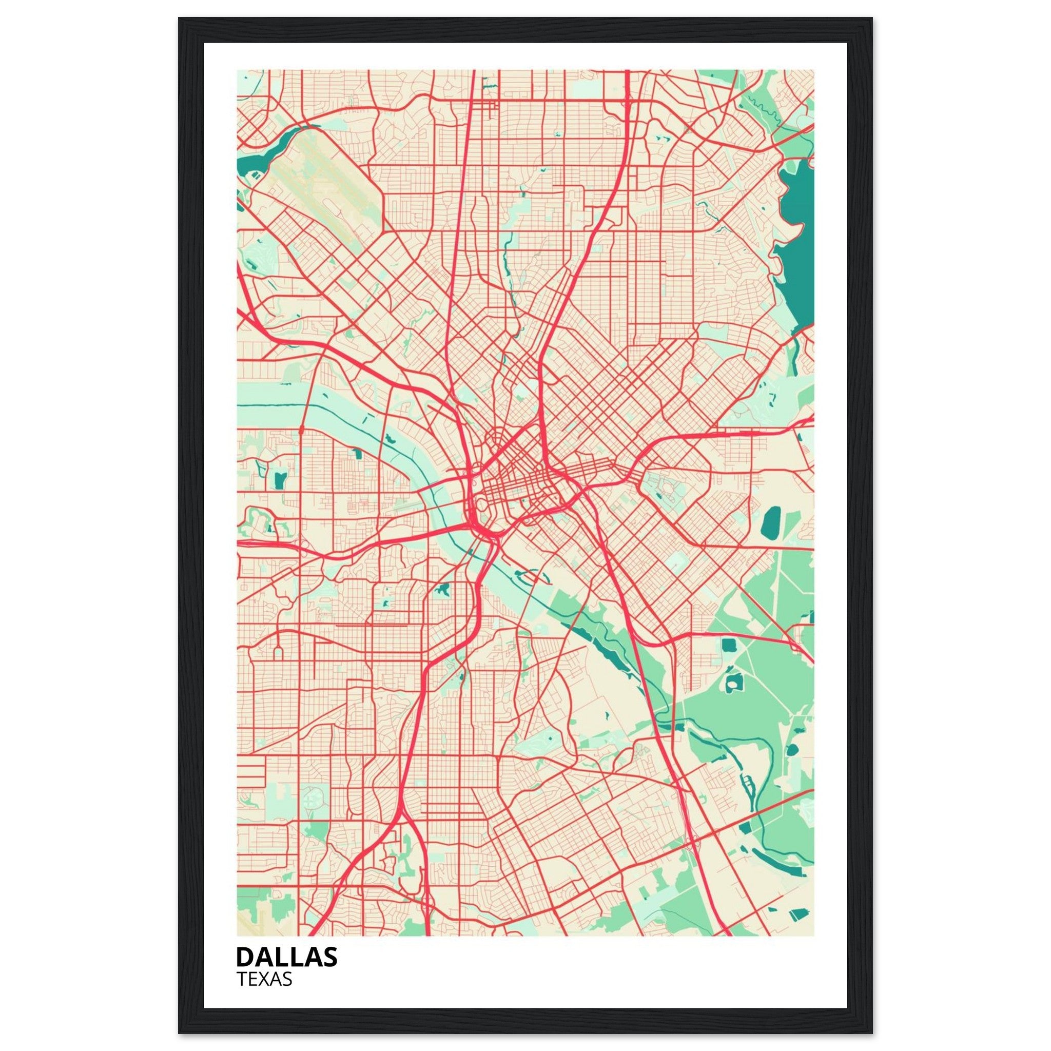 dallas map poster print