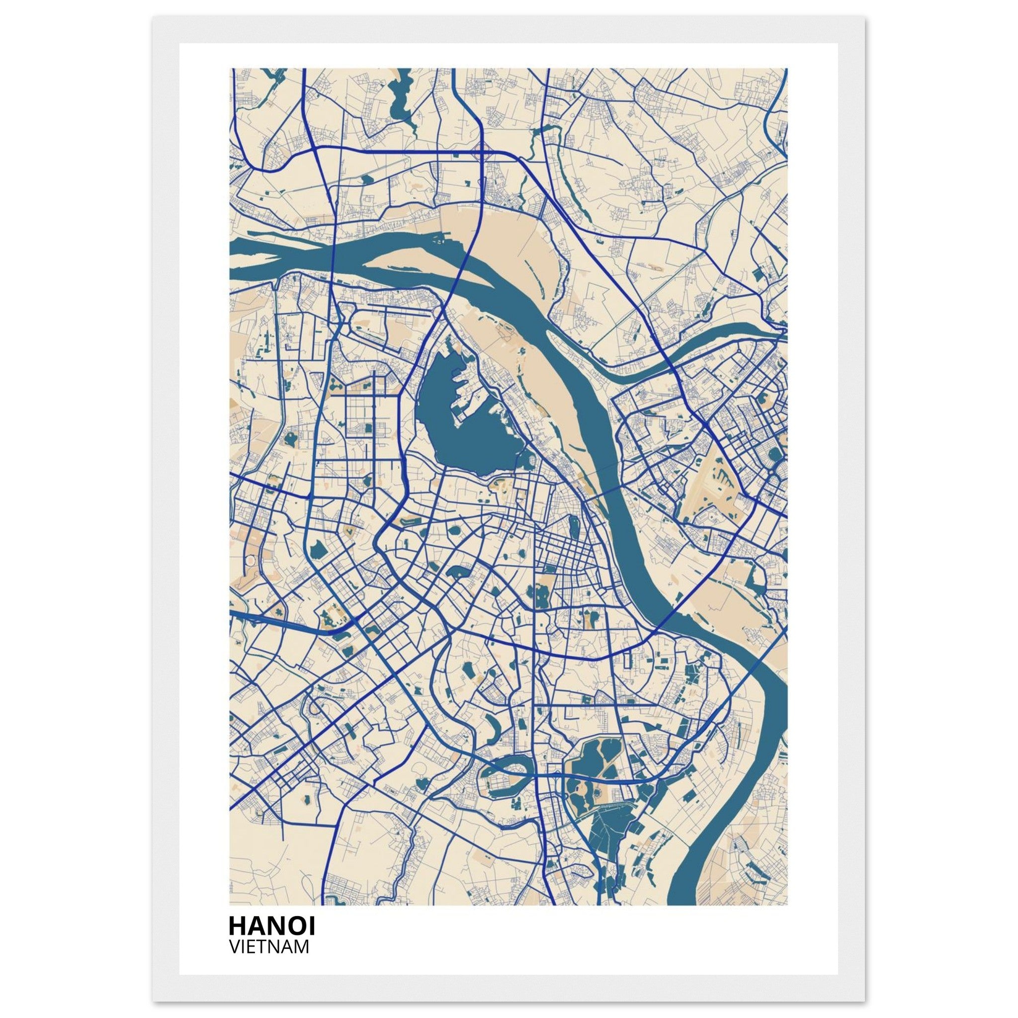 Hanoi Vietnam City Map Poster | Custom Map Art Print - Ink And Atlas