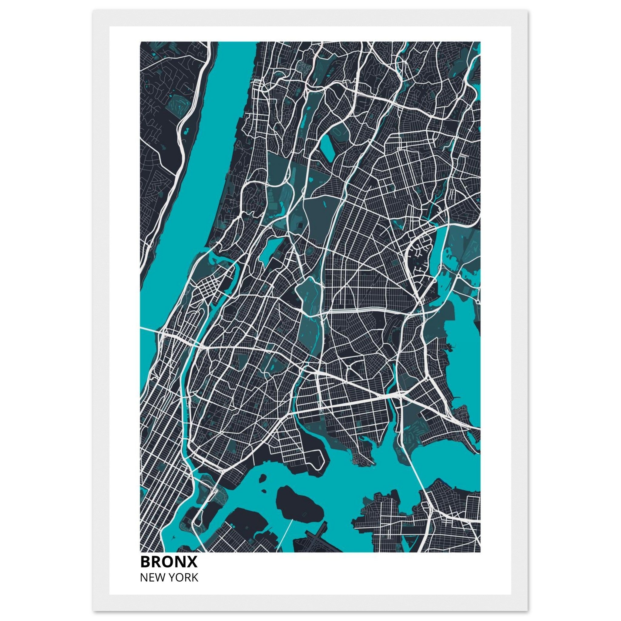 bronx map poster print