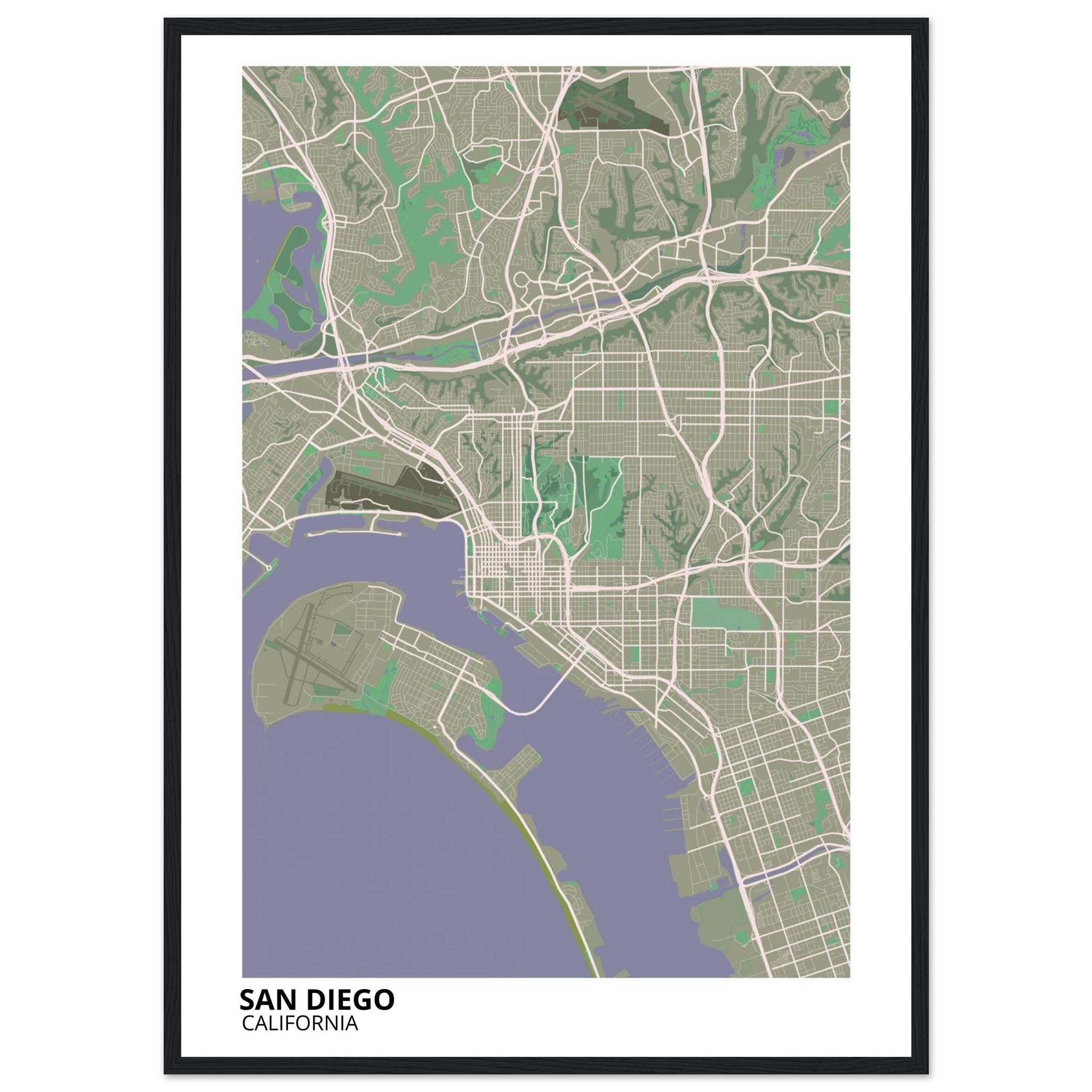 san diego map poster print