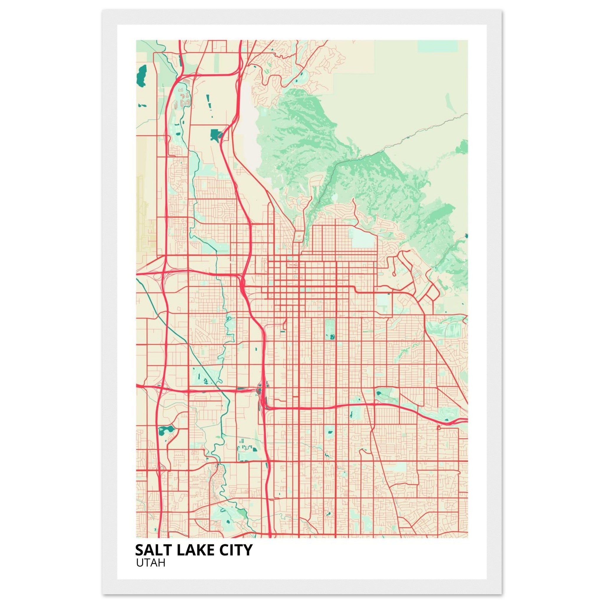 Salt Lake City Utah City Map Poster | Custom Map Art Print - Ink And Atlas