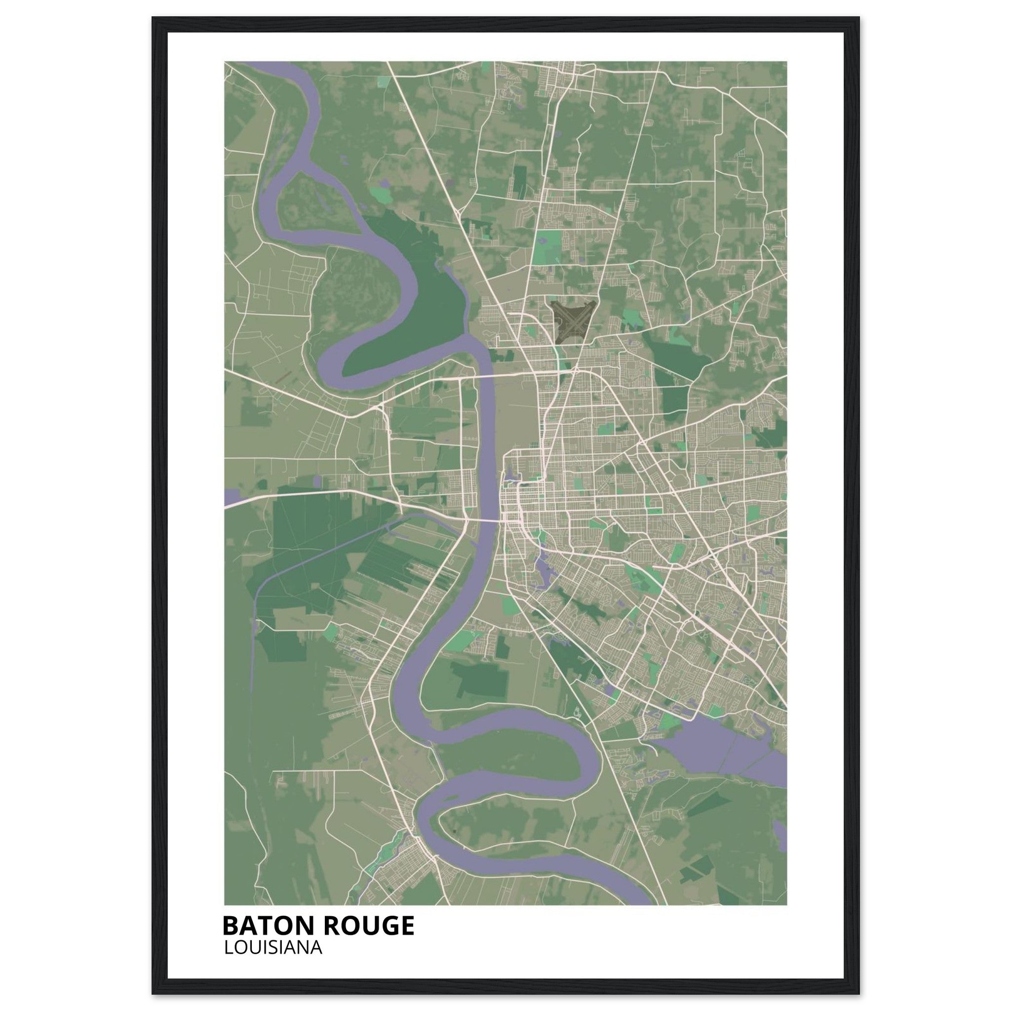 baton rouge map poster print