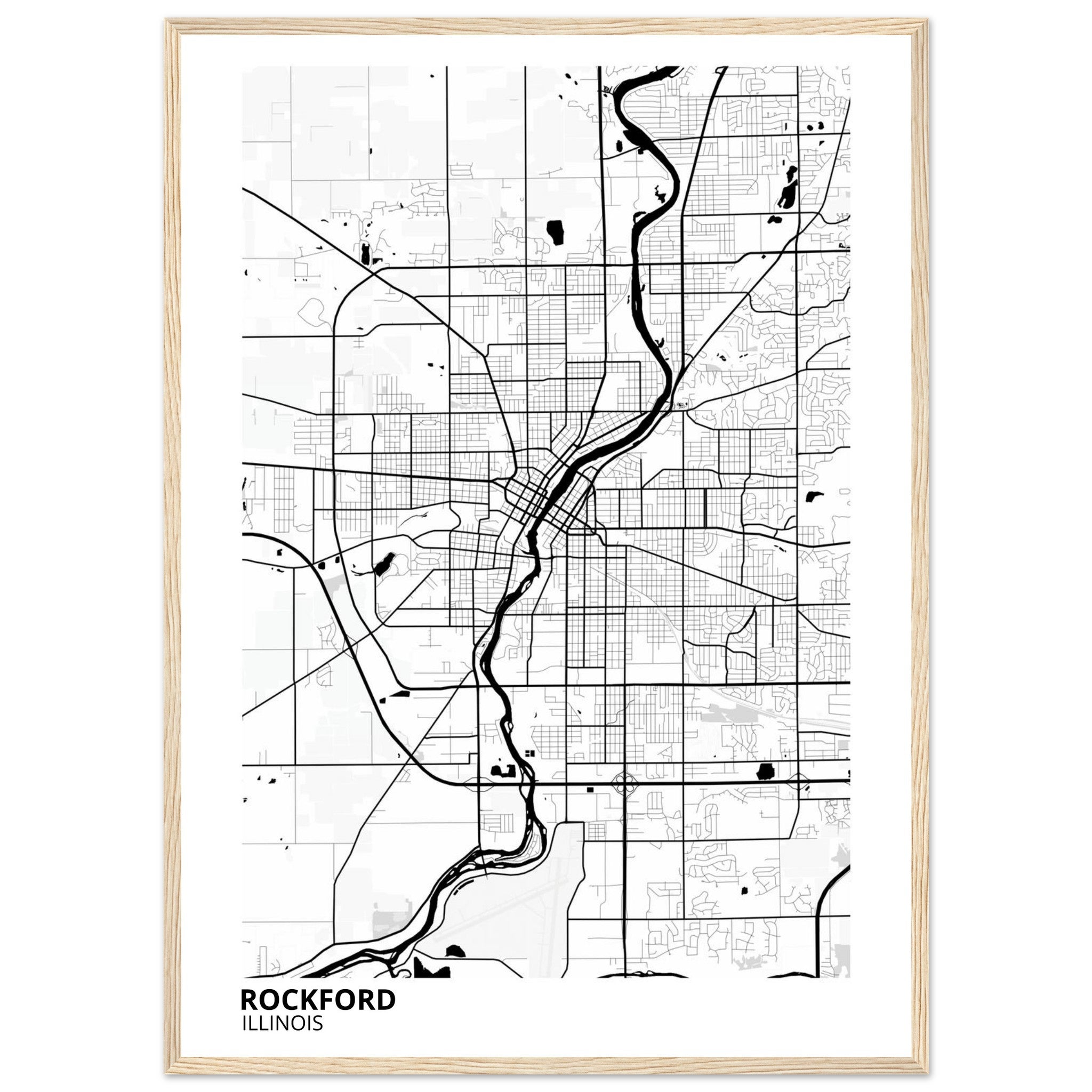 Rockford Illinois City Map Poster | Custom Map Art Print - Ink And Atlas
