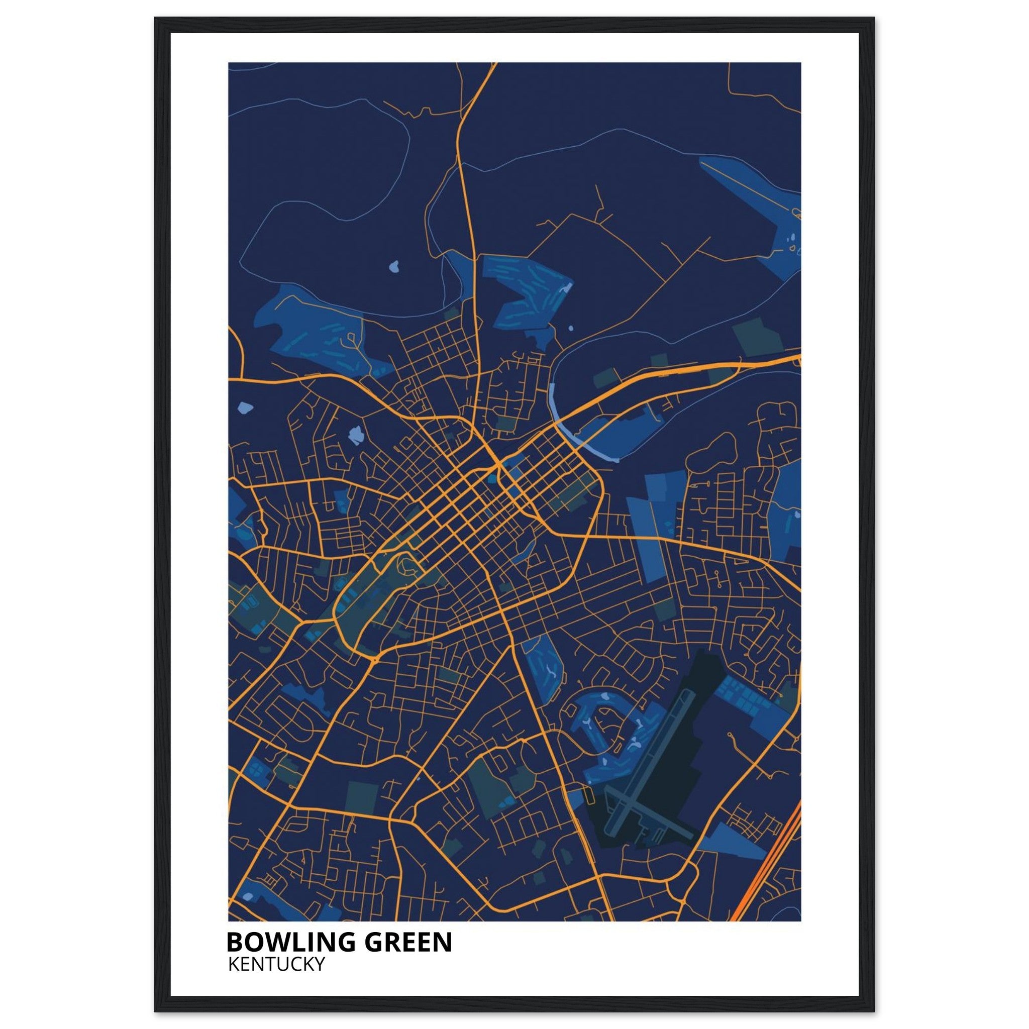 bowling green kentucky map poster print