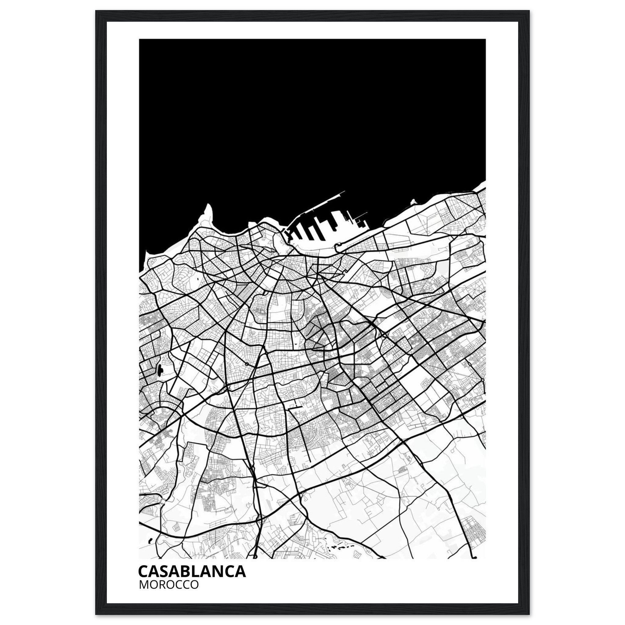 Casablanca Morocco City Map Poster | Custom Map Art Print - Ink And Atlas
