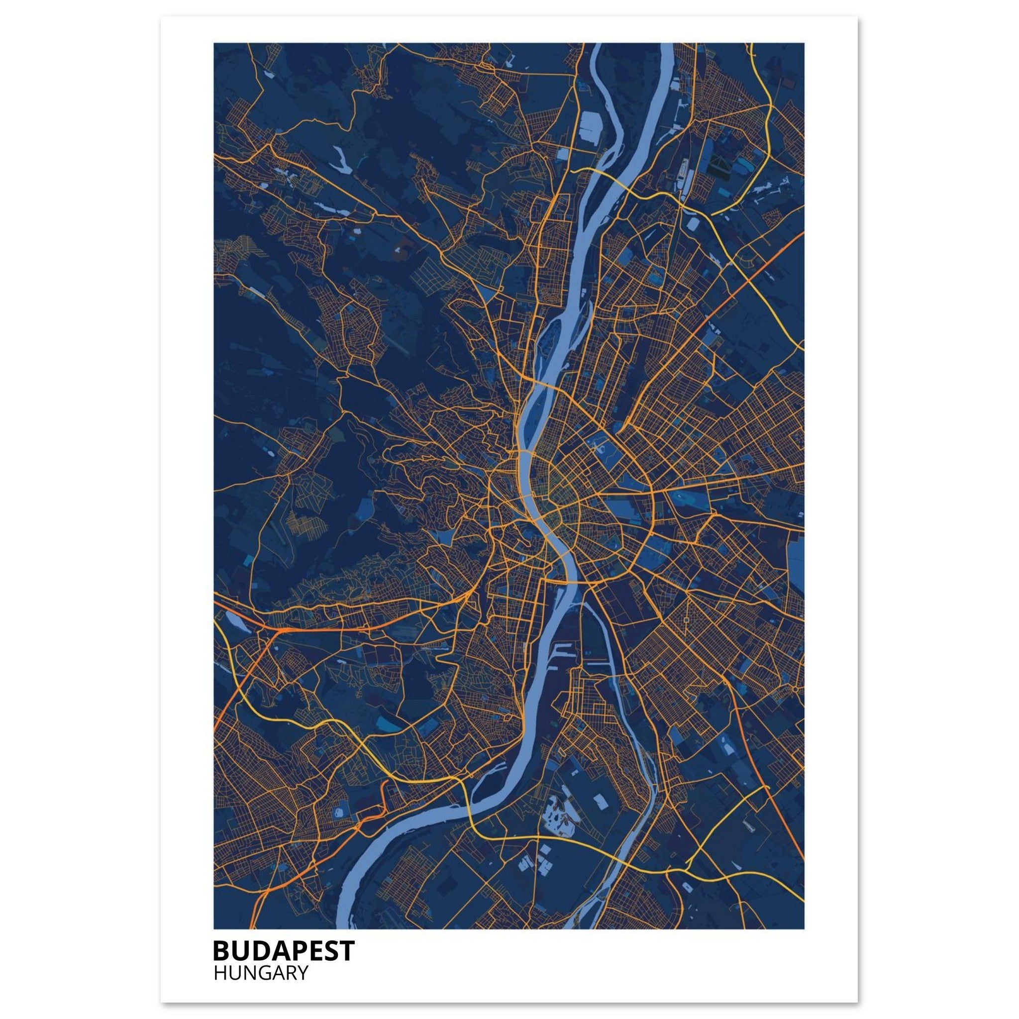 Budapest Hungary City Map Poster | Custom Map Art Print - Ink And Atlas