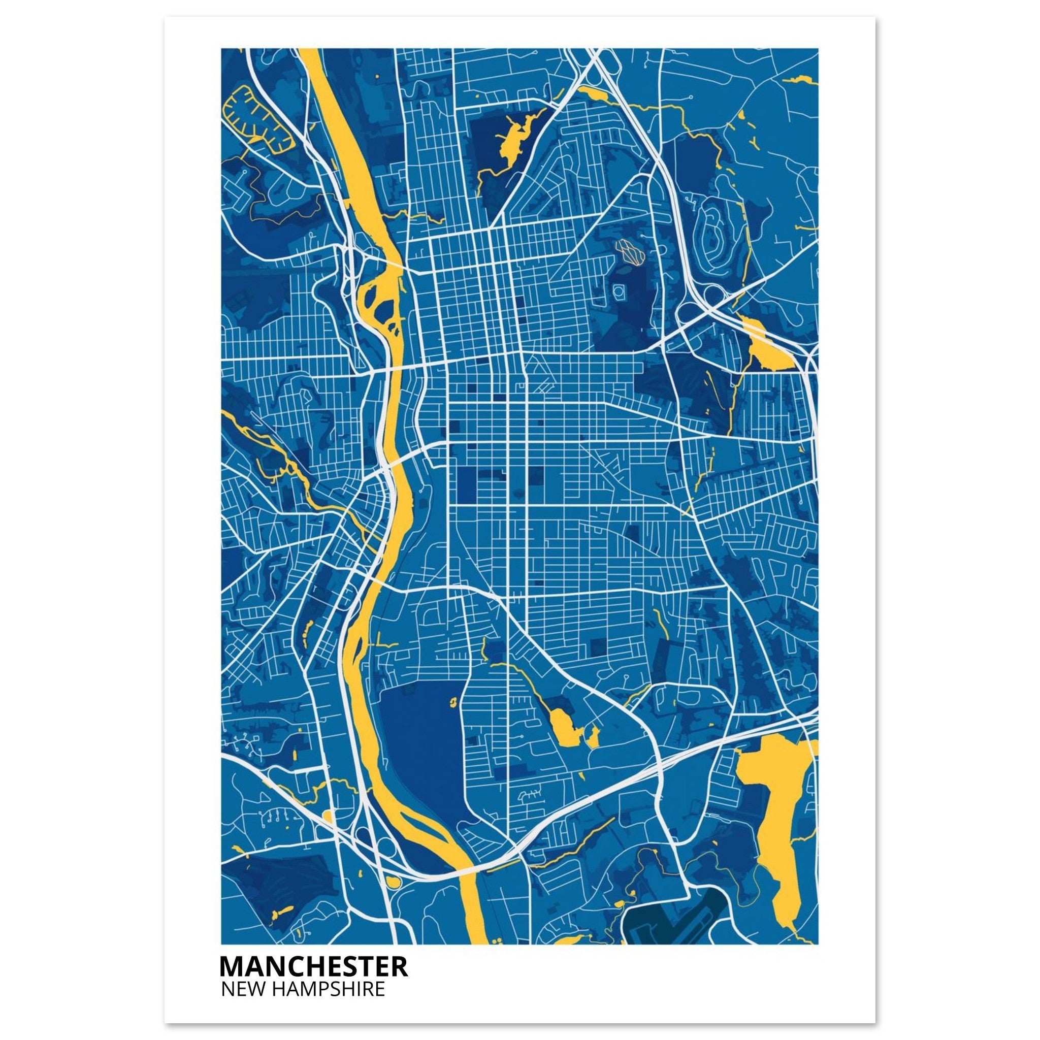Manchester New Hampshire City Map Poster | Custom Map Art Print - Ink And Atlas