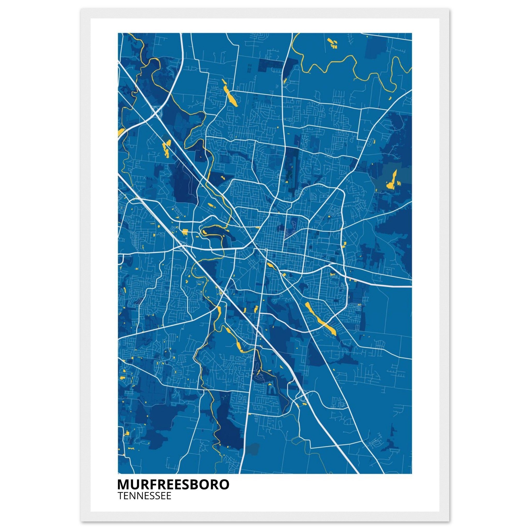 murfreesboro tennessee modern city map print