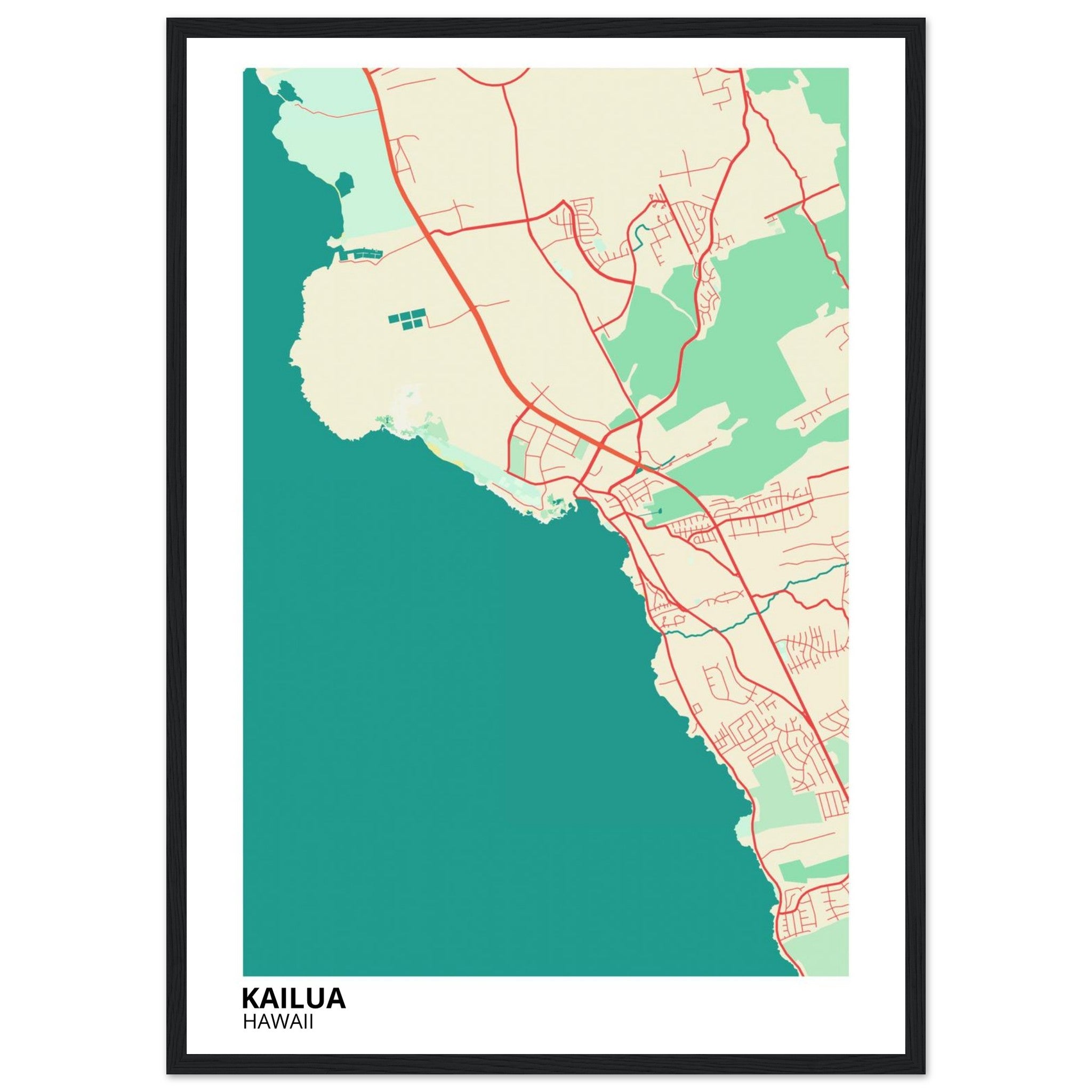 Kailua Hawaii City Map Poster | Custom Map Art Print - Ink And Atlas