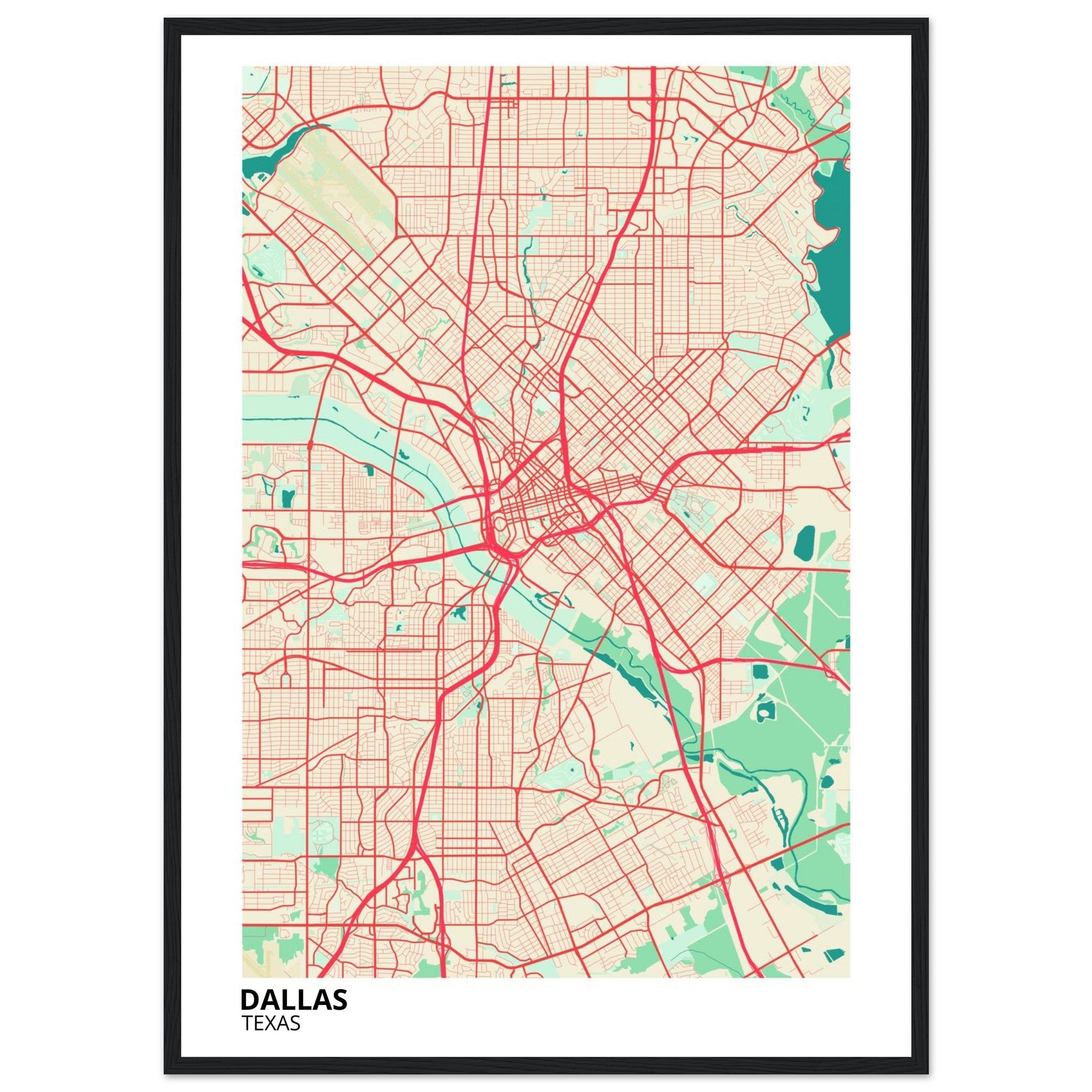 dallas map poster print