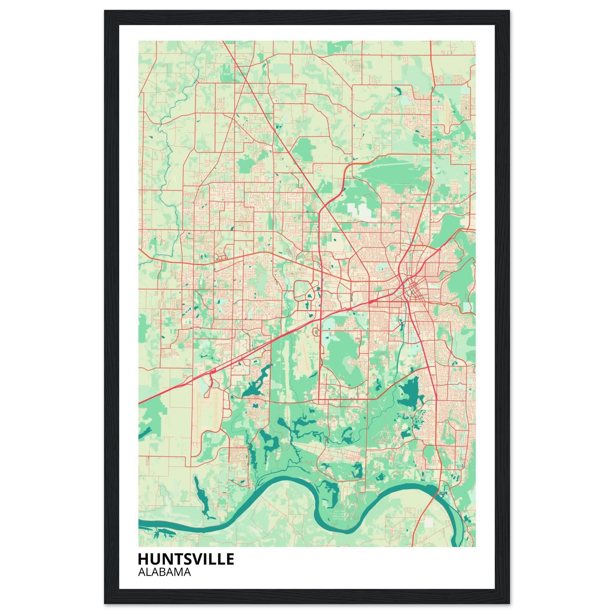 Huntsville Alabama City Map Poster | Custom Map Art Print - Ink And Atlas