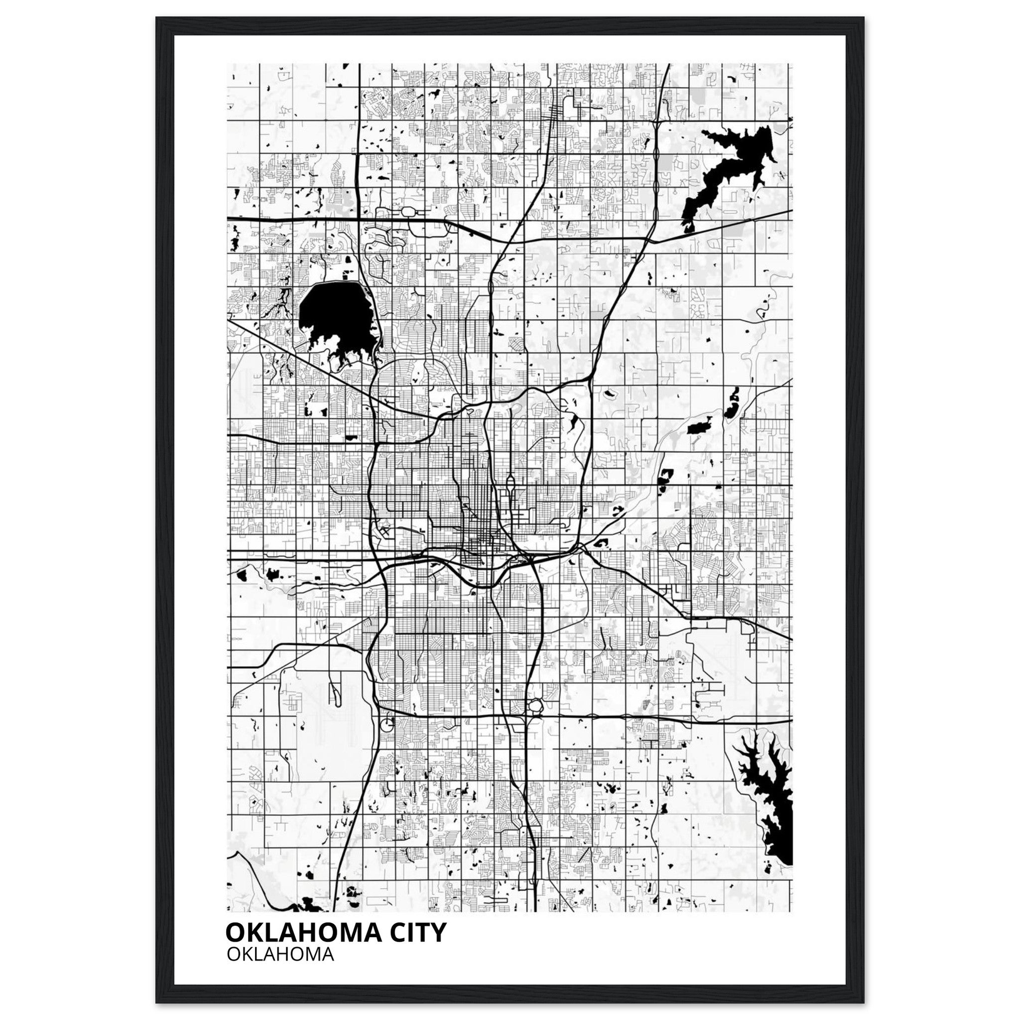 oklahoma city map poster print