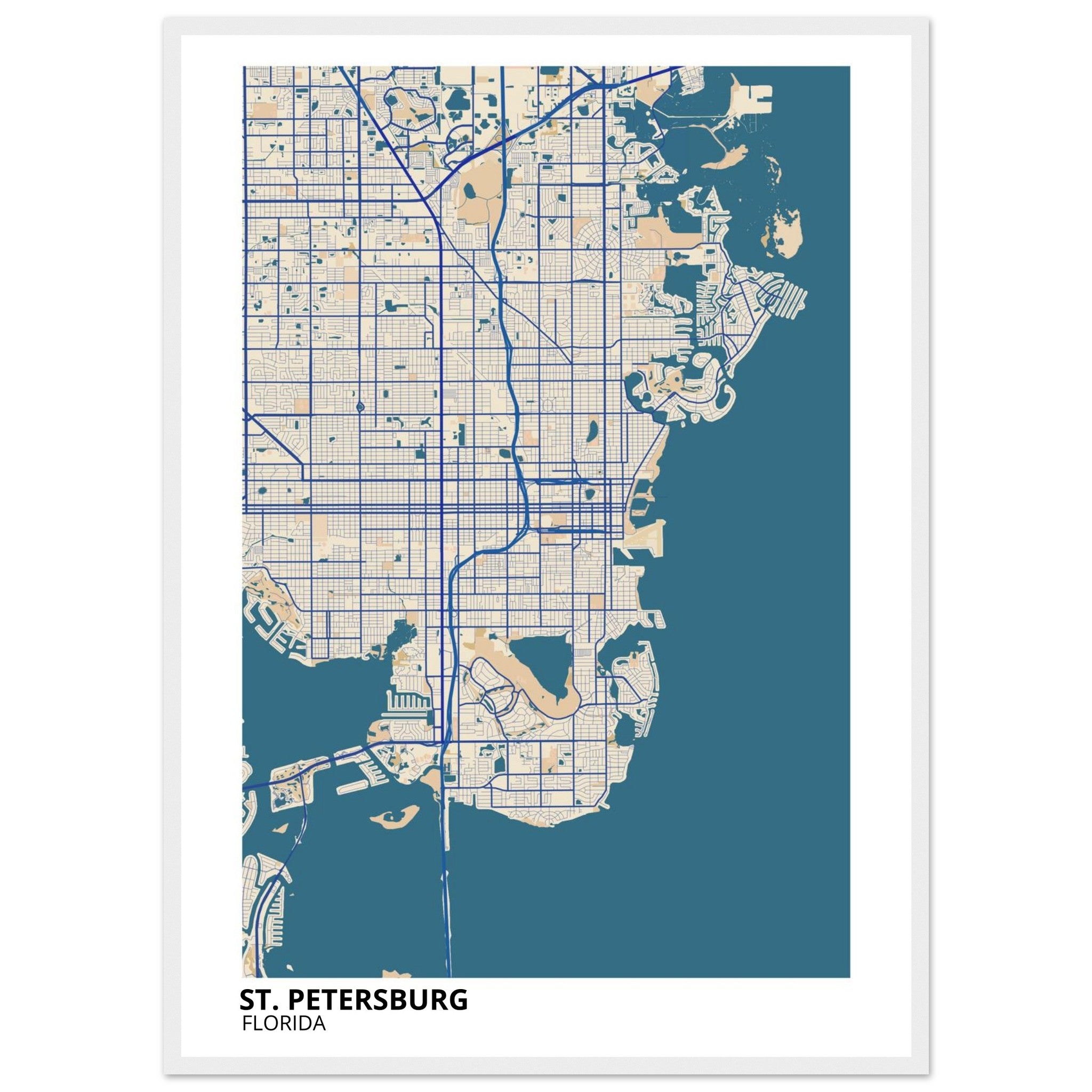 st petersburg florida map poster print
