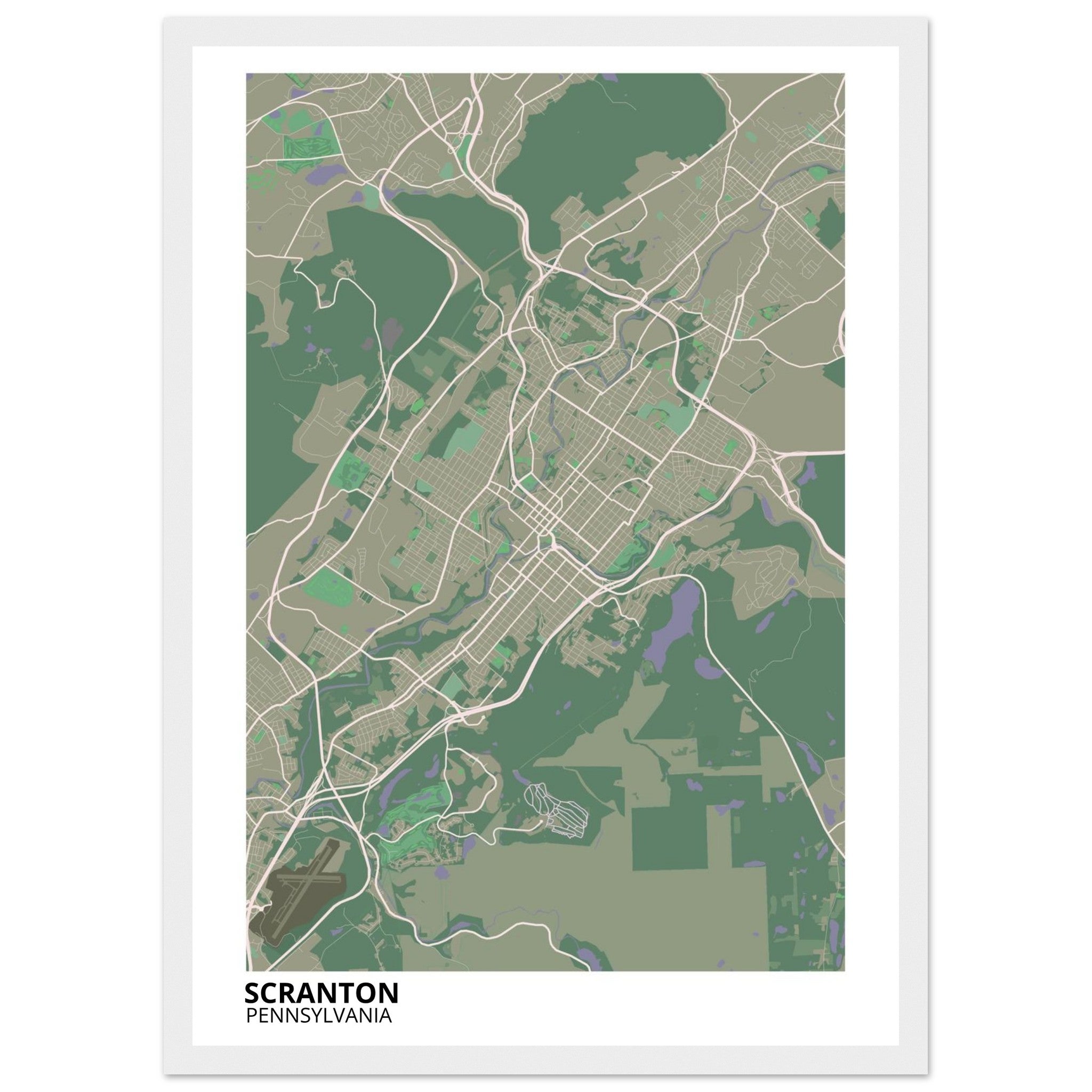Scranton Pennsylvania City Map Poster | Custom Map Art Print - Ink And Atlas