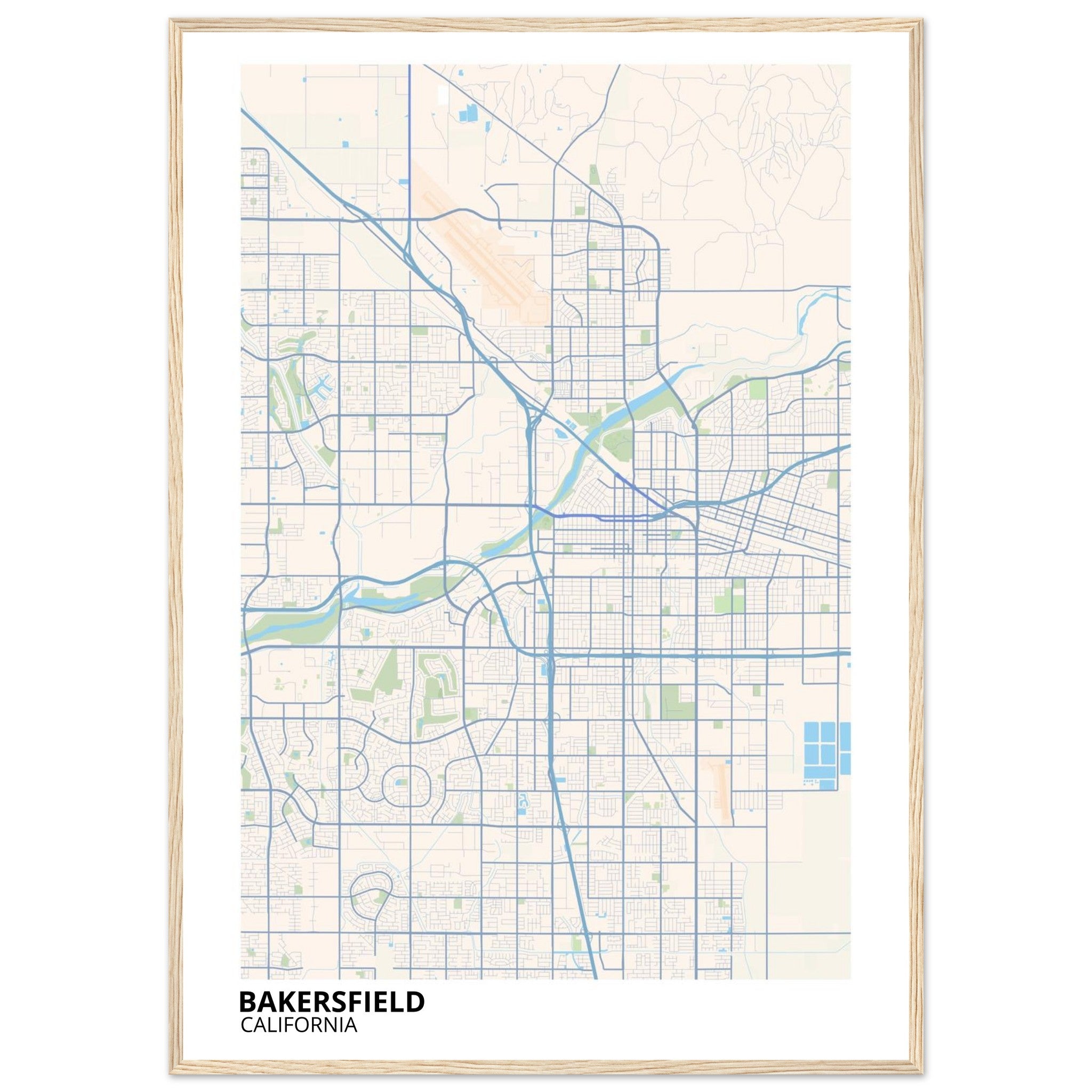 bakersfield map poster print