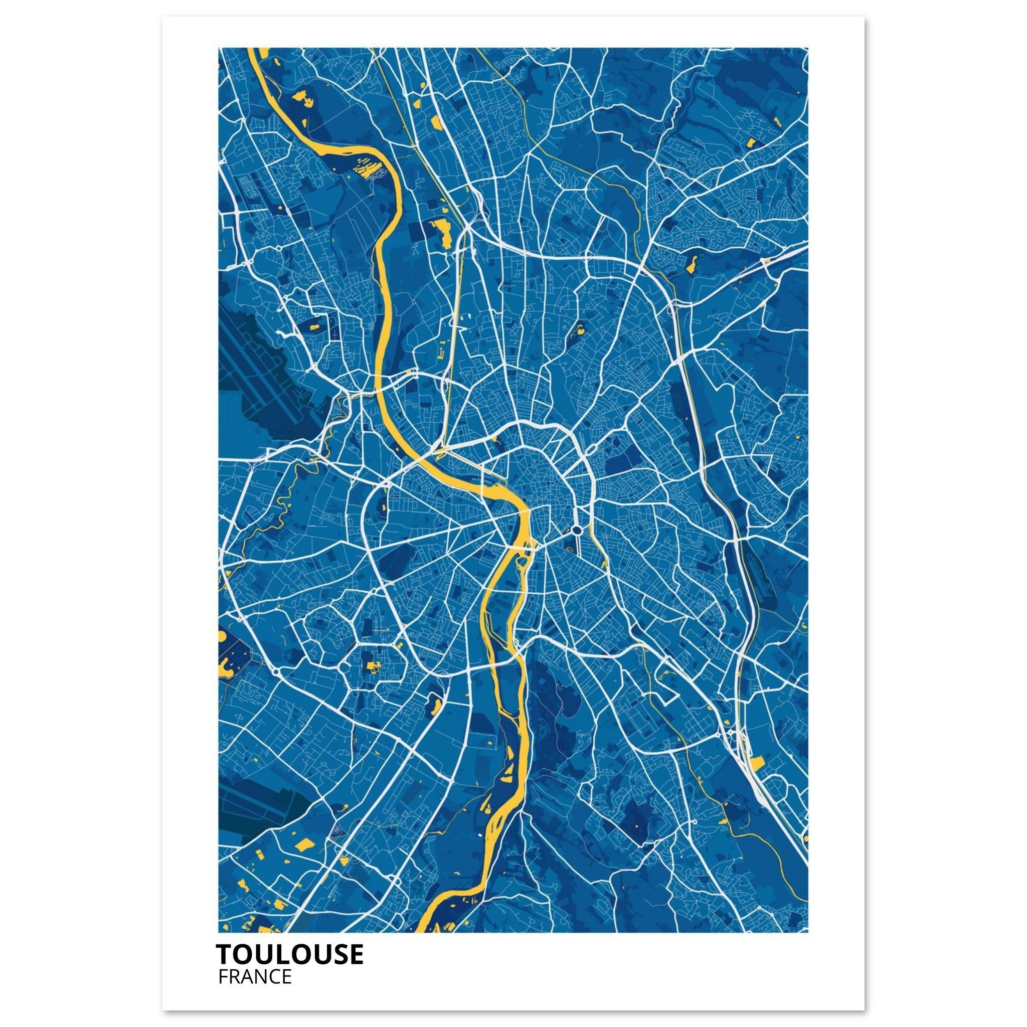 Toulouse France City Map Poster | Custom Map Art Print - Ink And Atlas