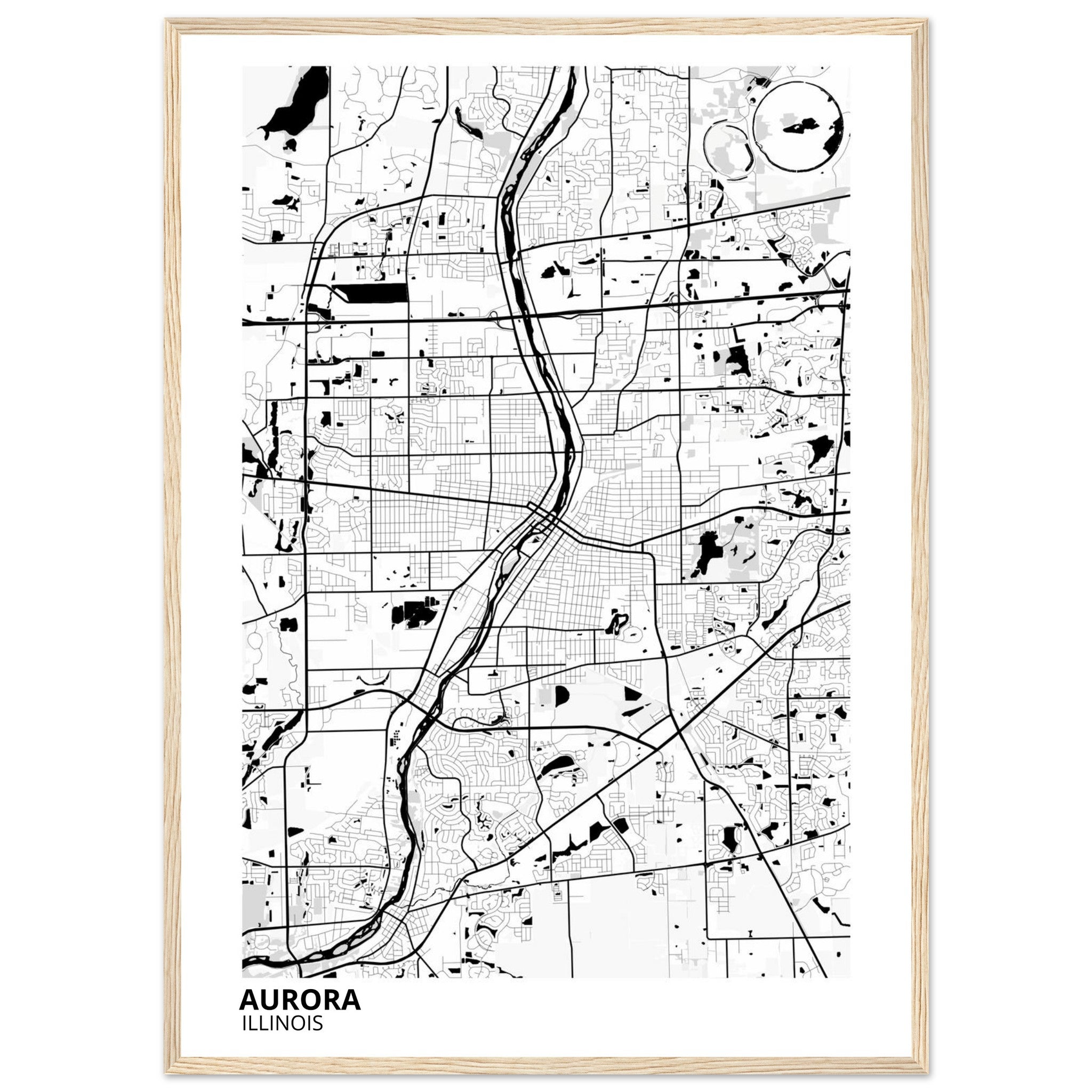 Aurora Illinois City Map Poster | Custom Map Art Print - Ink And Atlas