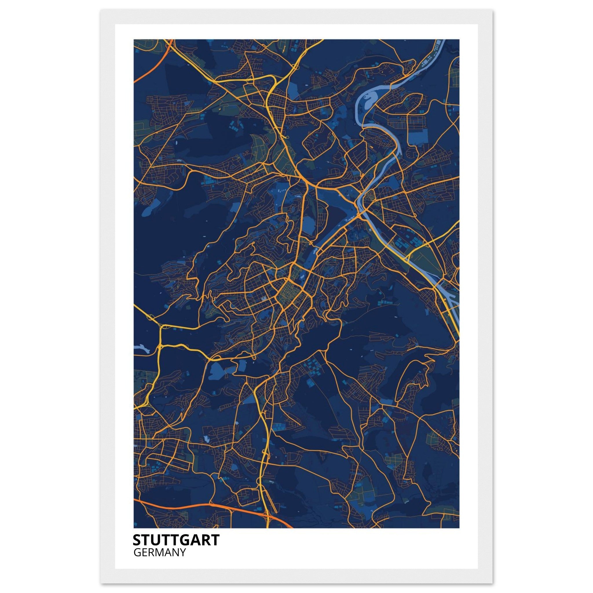 Stuttgart Germany City Map Poster | Custom Map Art Print - Ink And Atlas