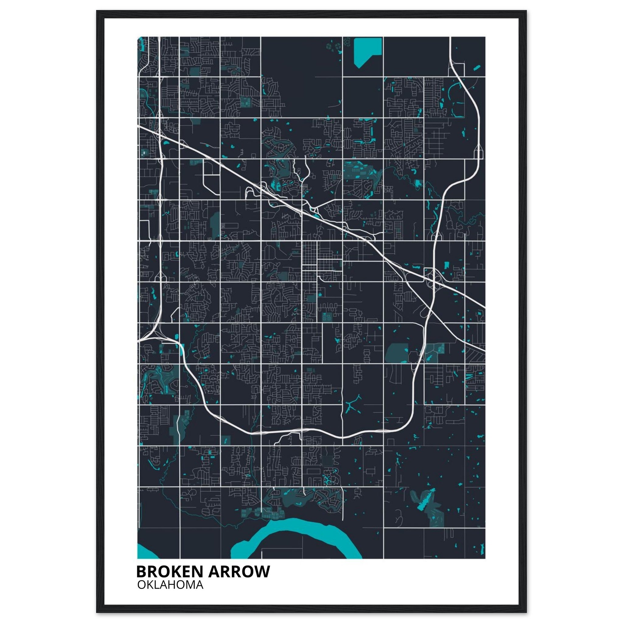 Broken Arrow Oklahoma City Map Poster | Custom Map Art Print - Ink And Atlas