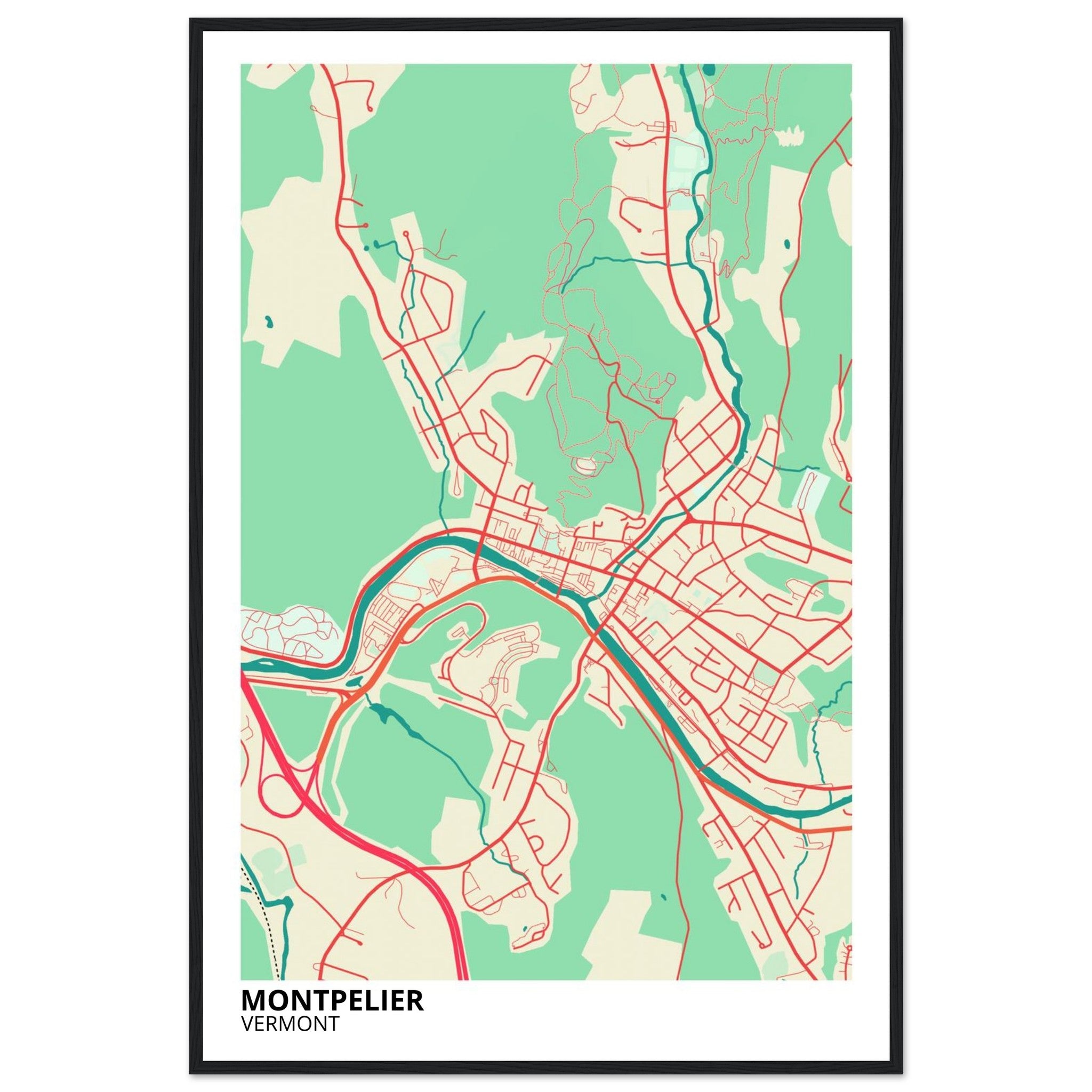 montpelier map poster print