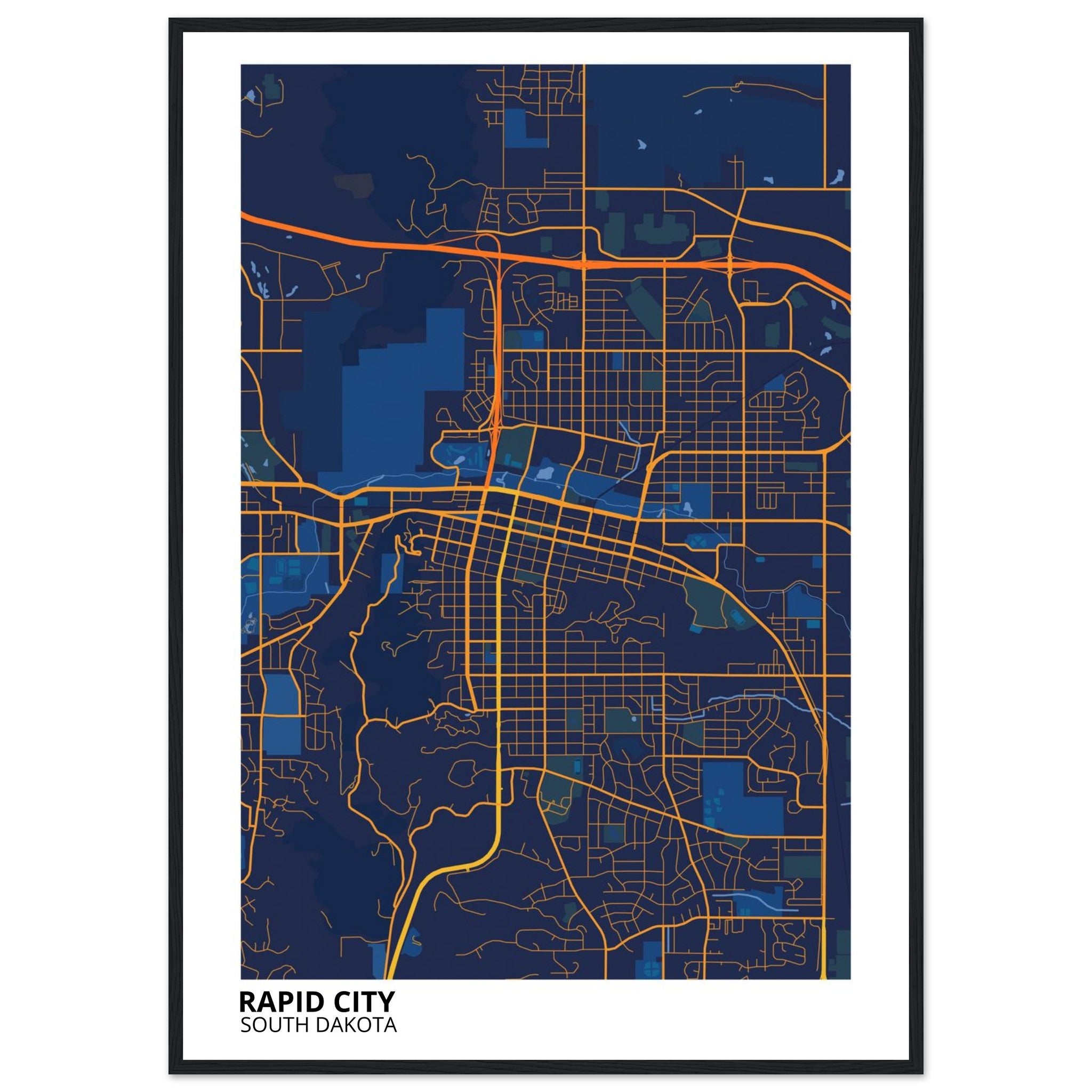 Rapid City South Dakota City Map Poster | Custom Map Art Print - Ink And Atlas
