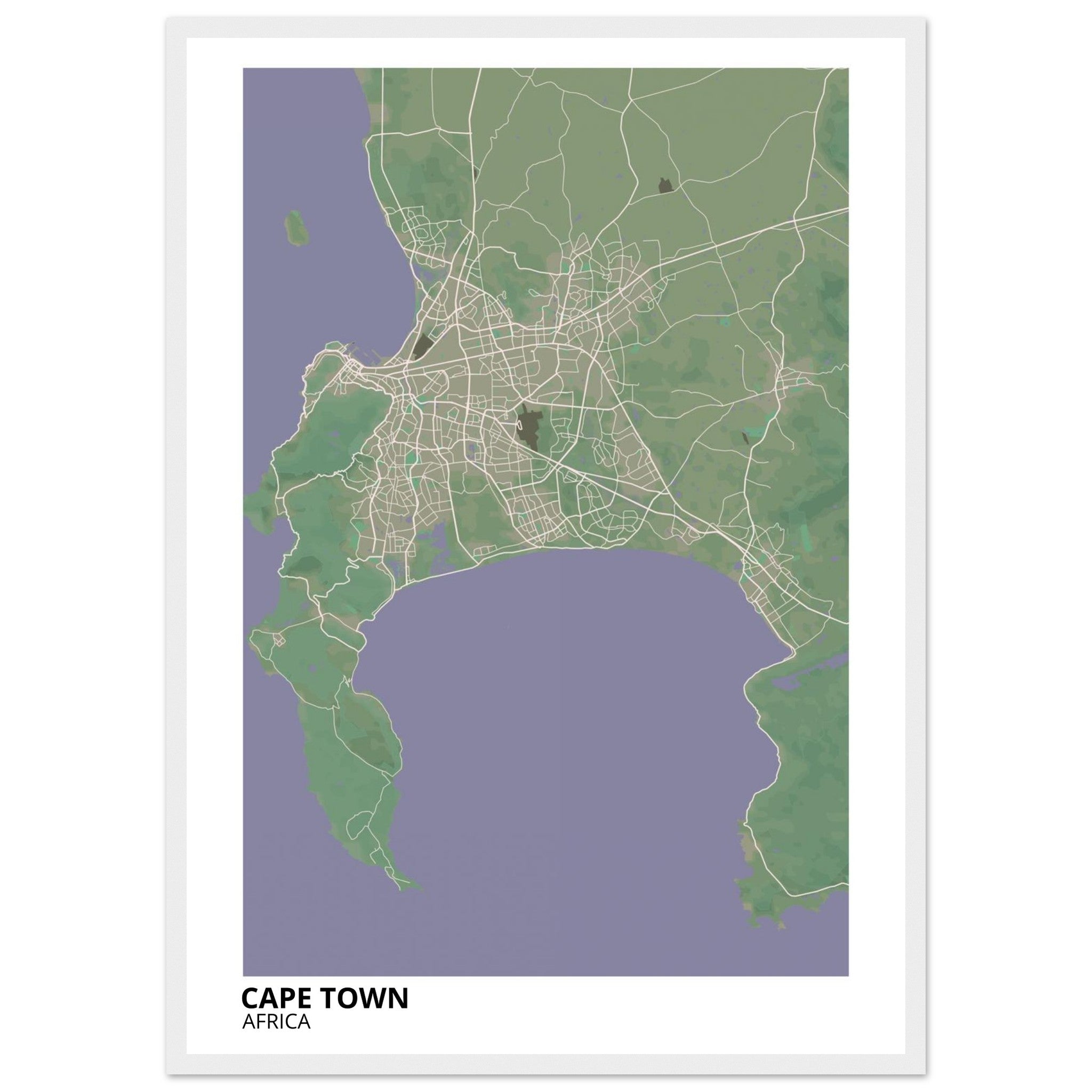 Cape Town South Africa City Map Poster | Custom Map Art Print - Ink And Atlas
