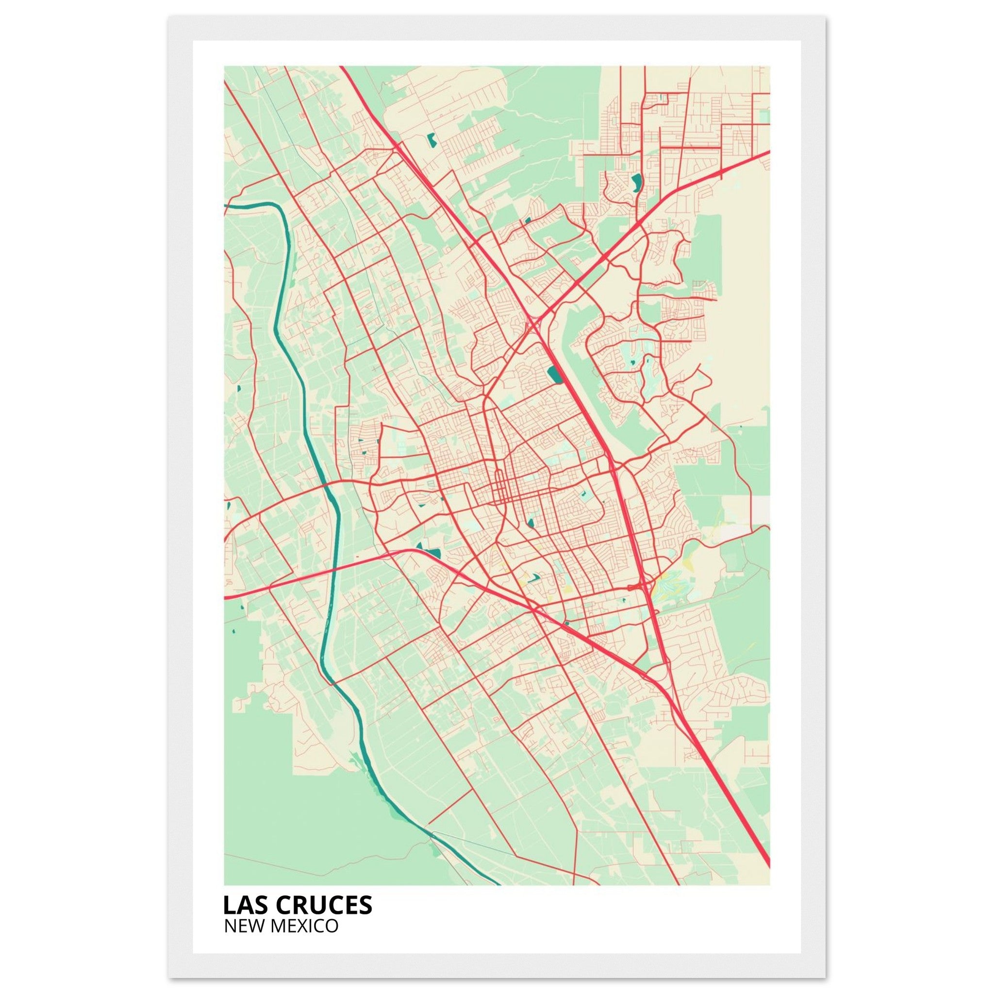 Las Cruces New Mexico City Map Poster | Custom Map Art Print - Ink And Atlas