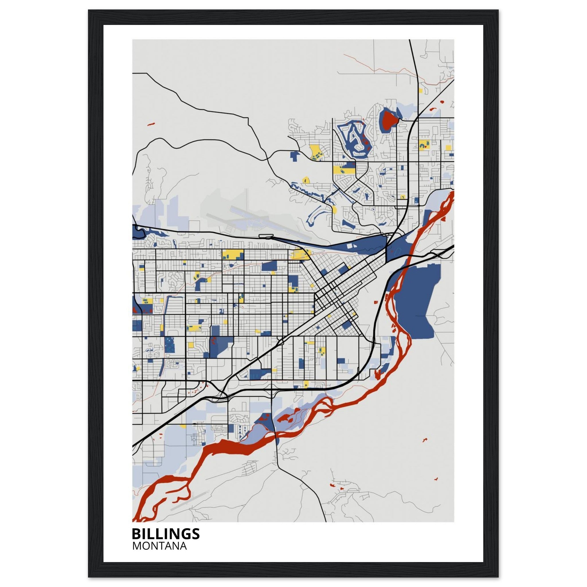 Billings Montana City Map Poster | Custom Map Art Print - Ink And Atlas