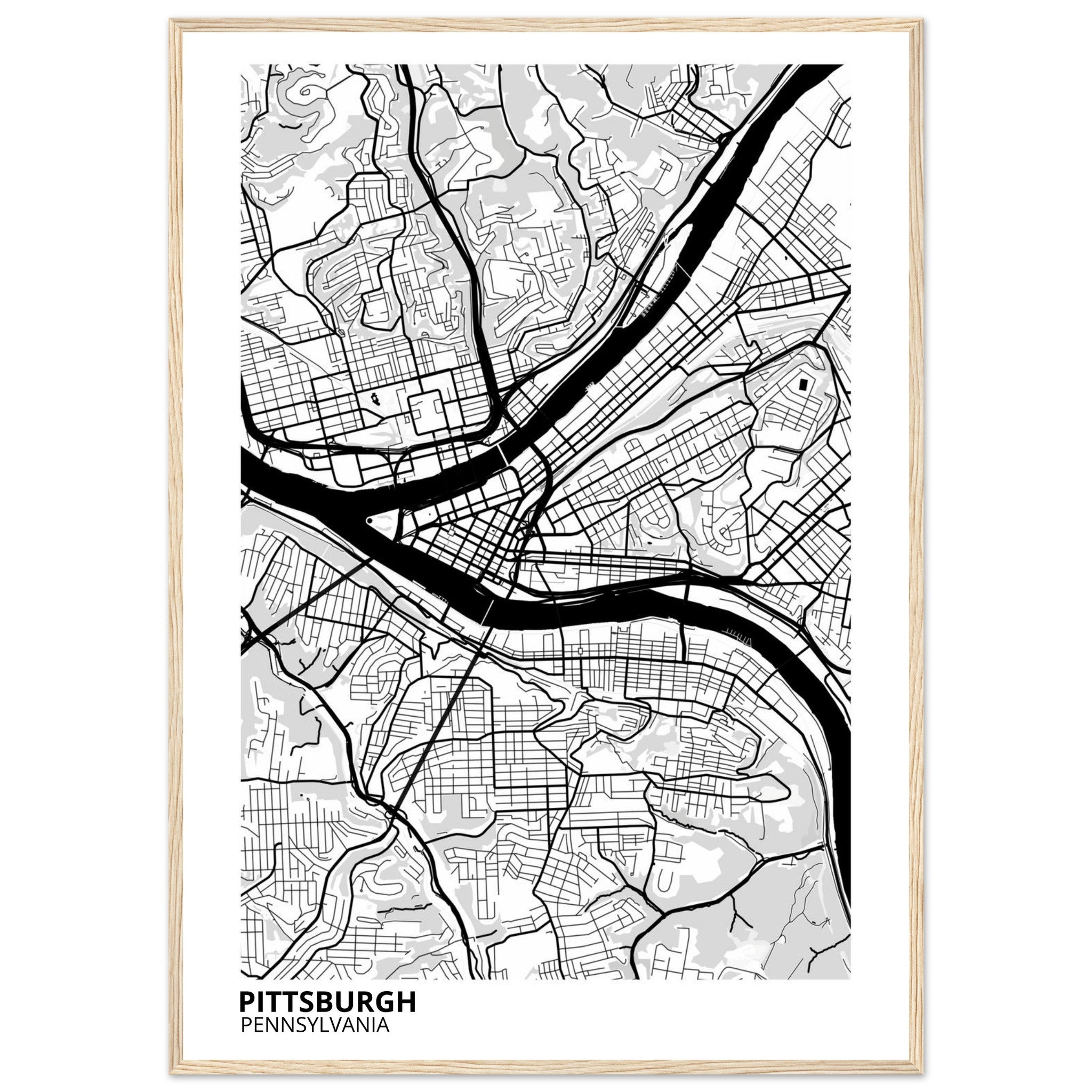 pittsburgh map poster print