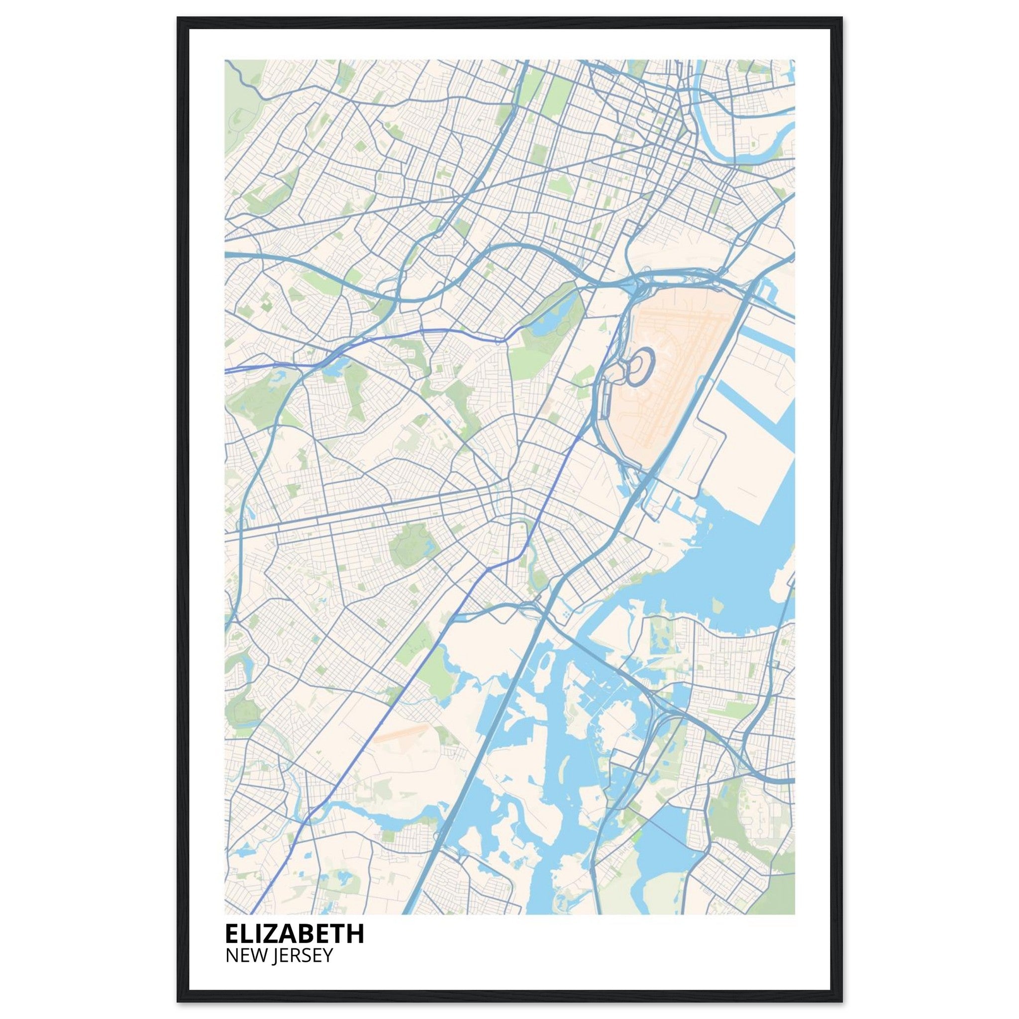 Elizabeth New Jersey City Map Poster | Custom Map Art Print - Ink And Atlas