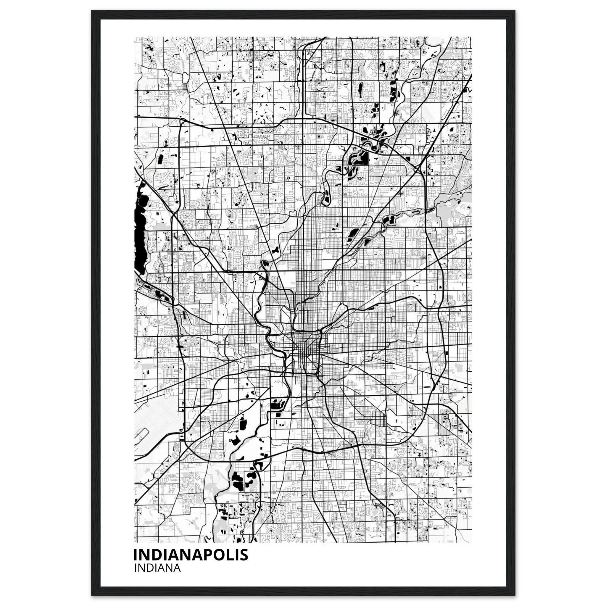 indianapolis map poster print