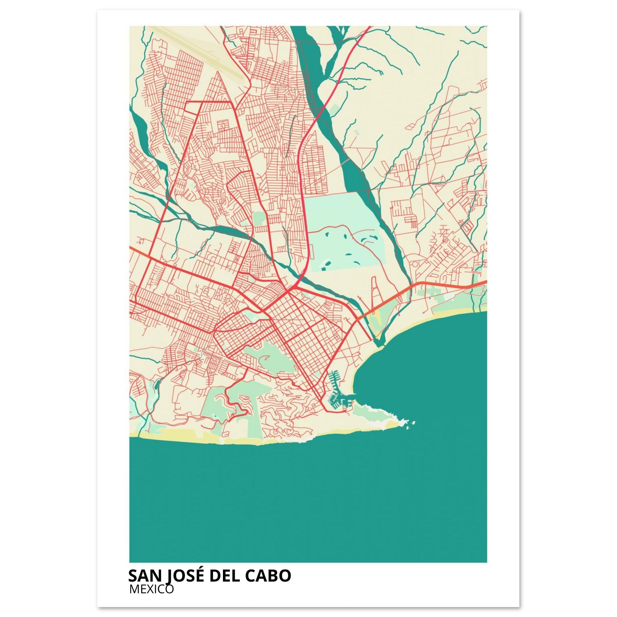 san jose del cabo mexico map poster print