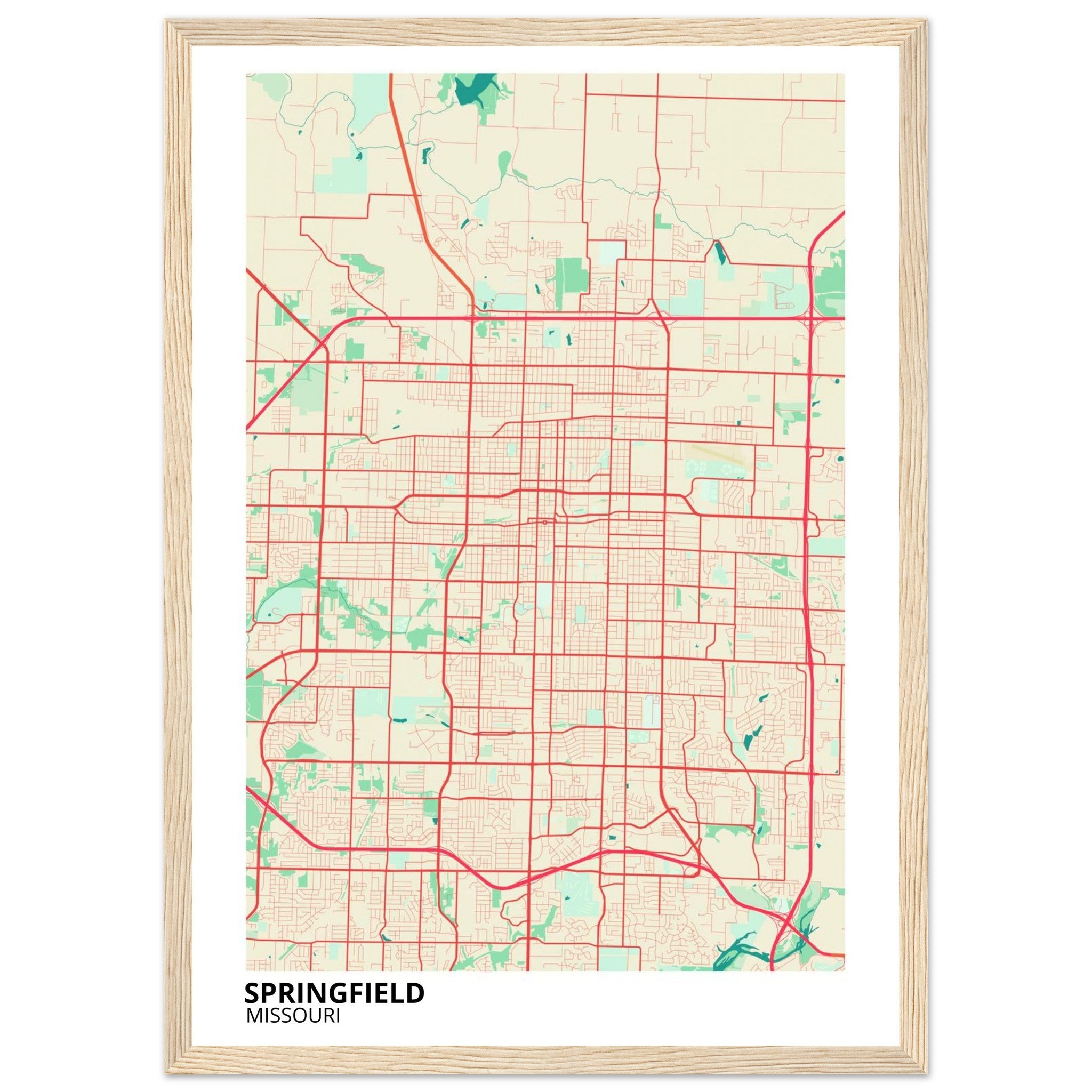 Springfield Missouri City Map Poster | Custom Map Art Print - Ink And Atlas