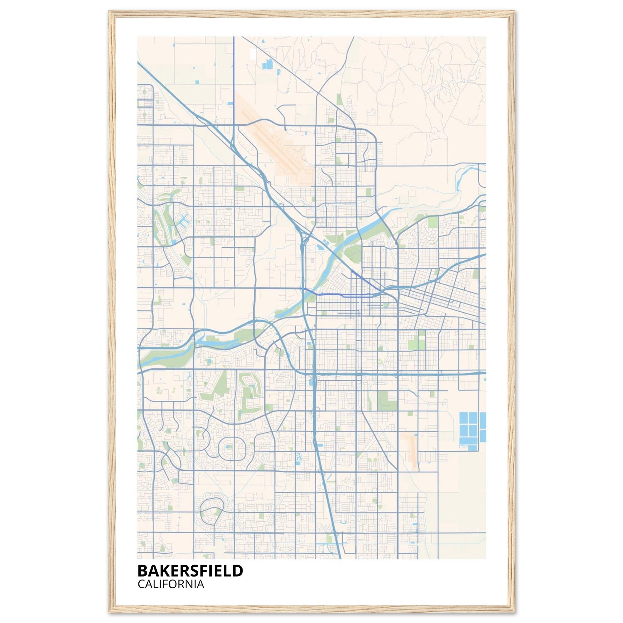 bakersfield map poster print