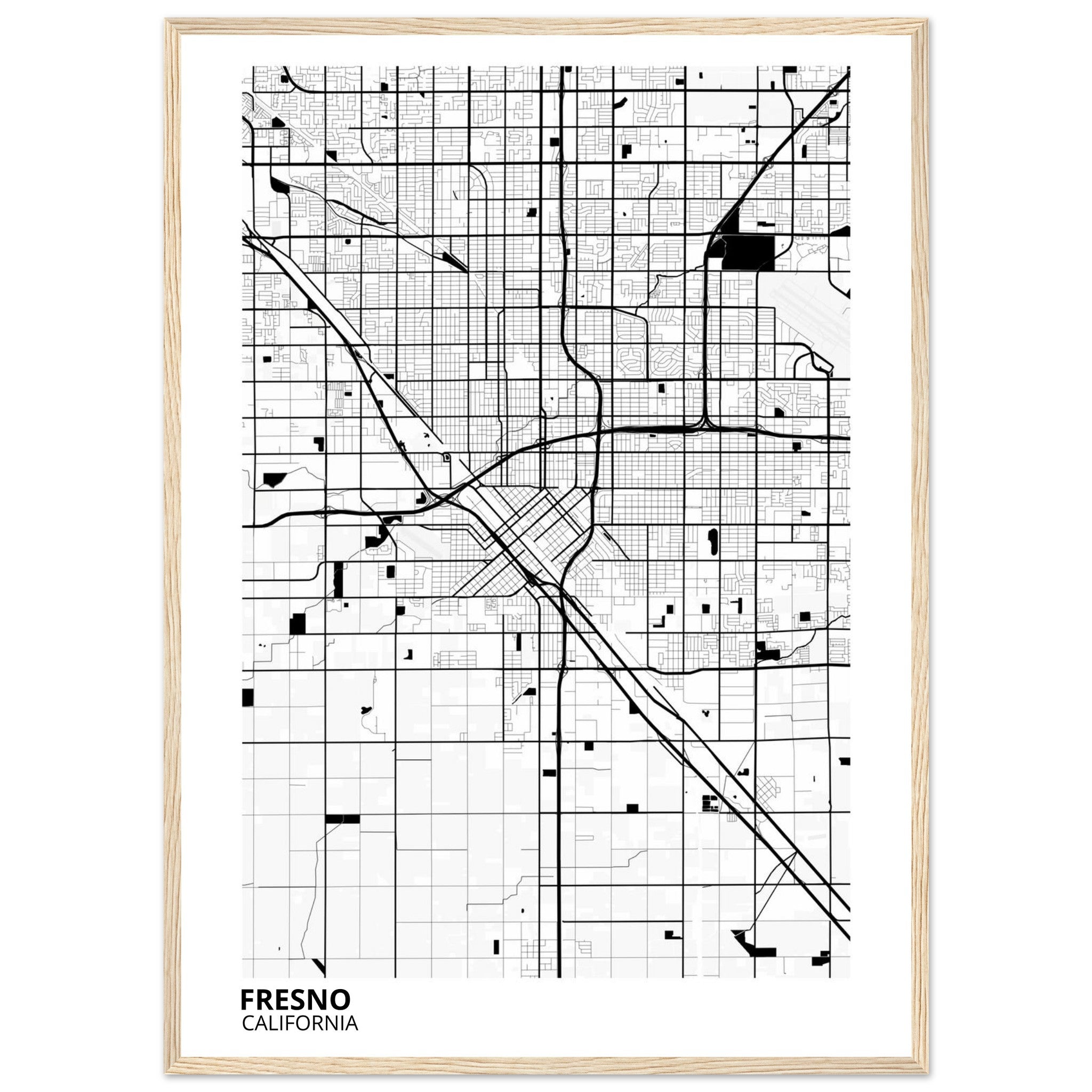fresno map poster print