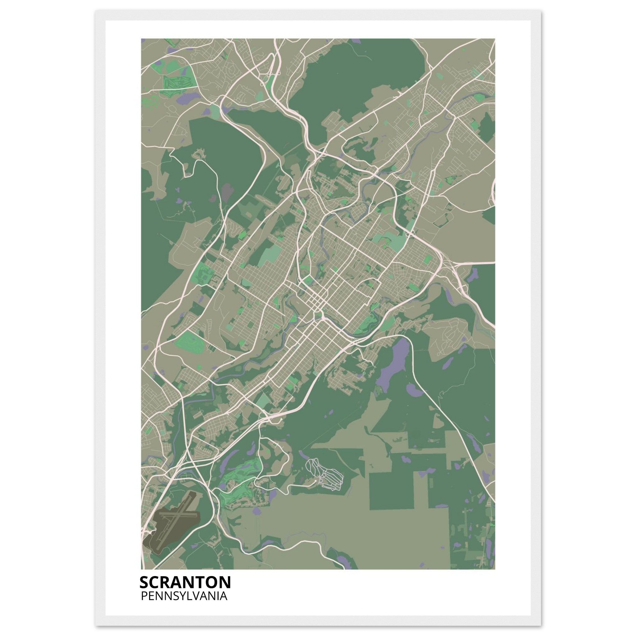 Scranton Pennsylvania City Map Poster | Custom Map Art Print - Ink And Atlas