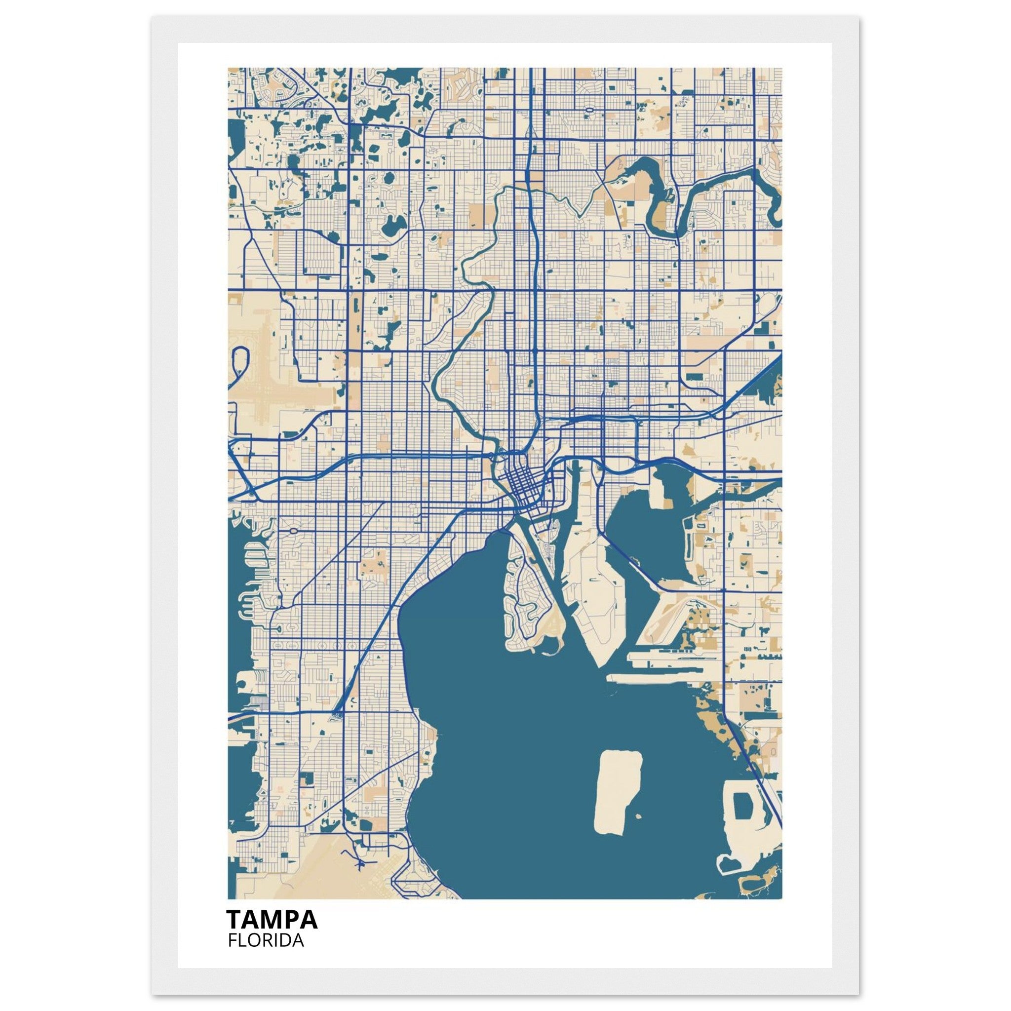 tampa map poster print