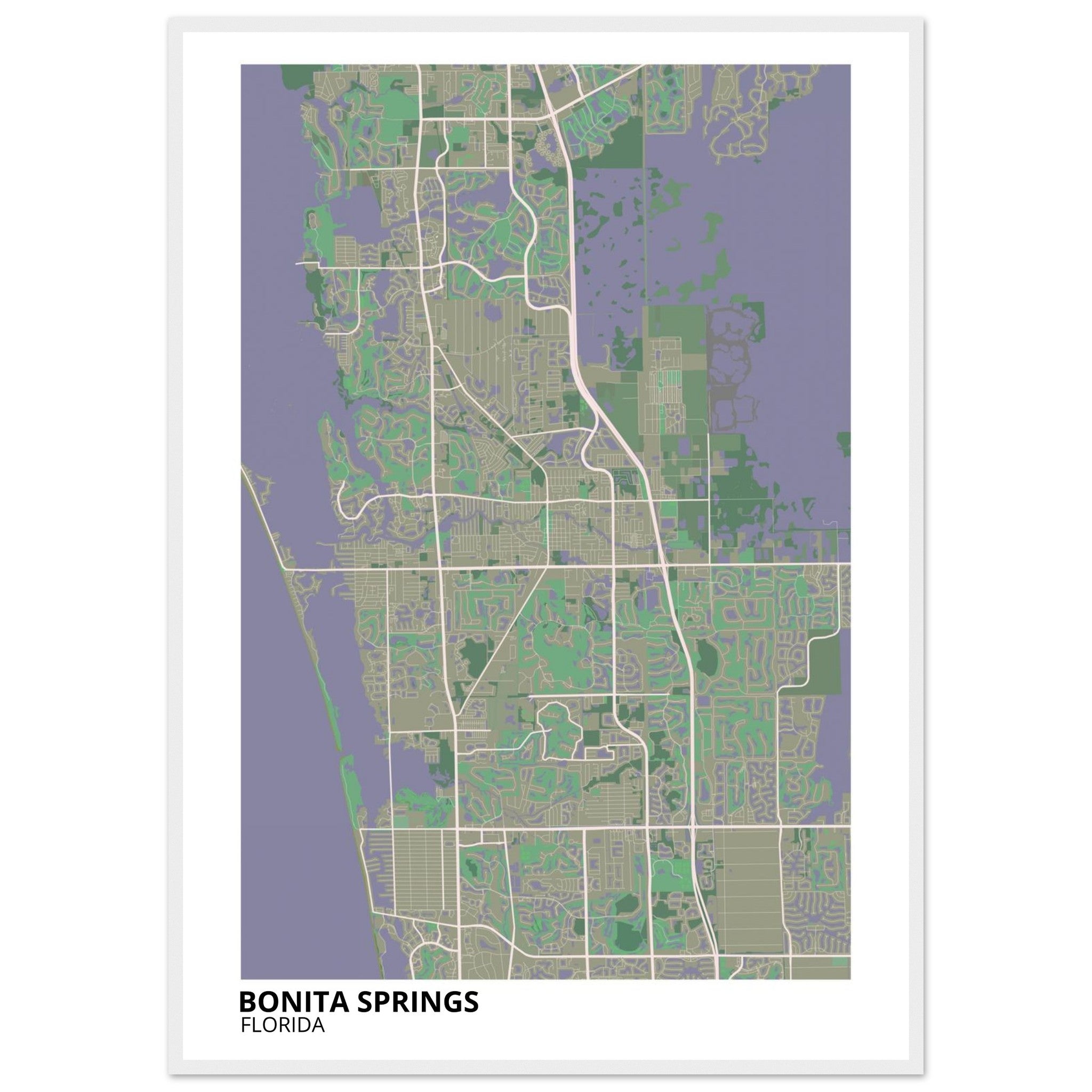 bonita springs map poster print